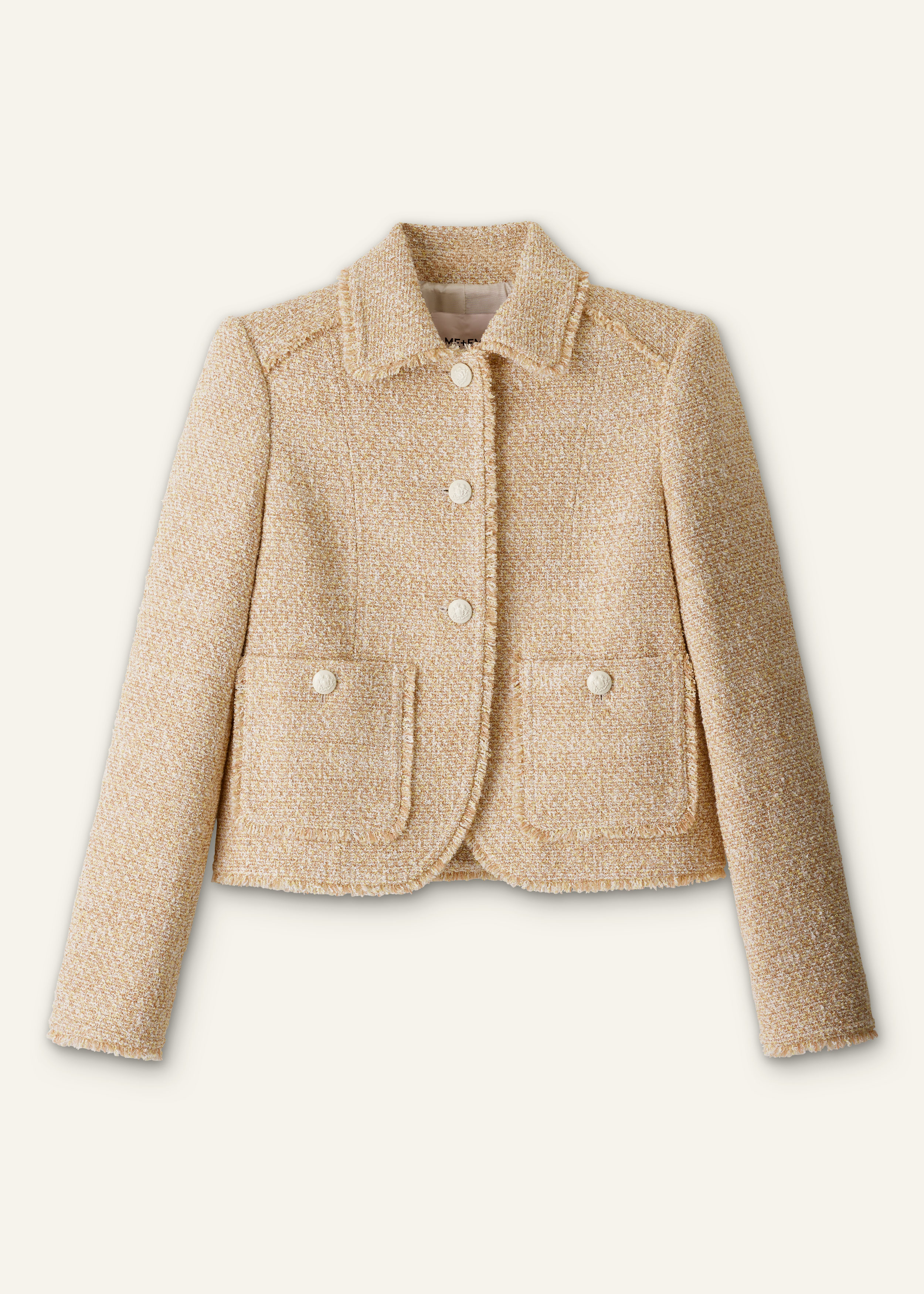 Women's Cream Fringed Short Jacket | ME+EM Women's Cream Fringed Short Jacket | ME+EM