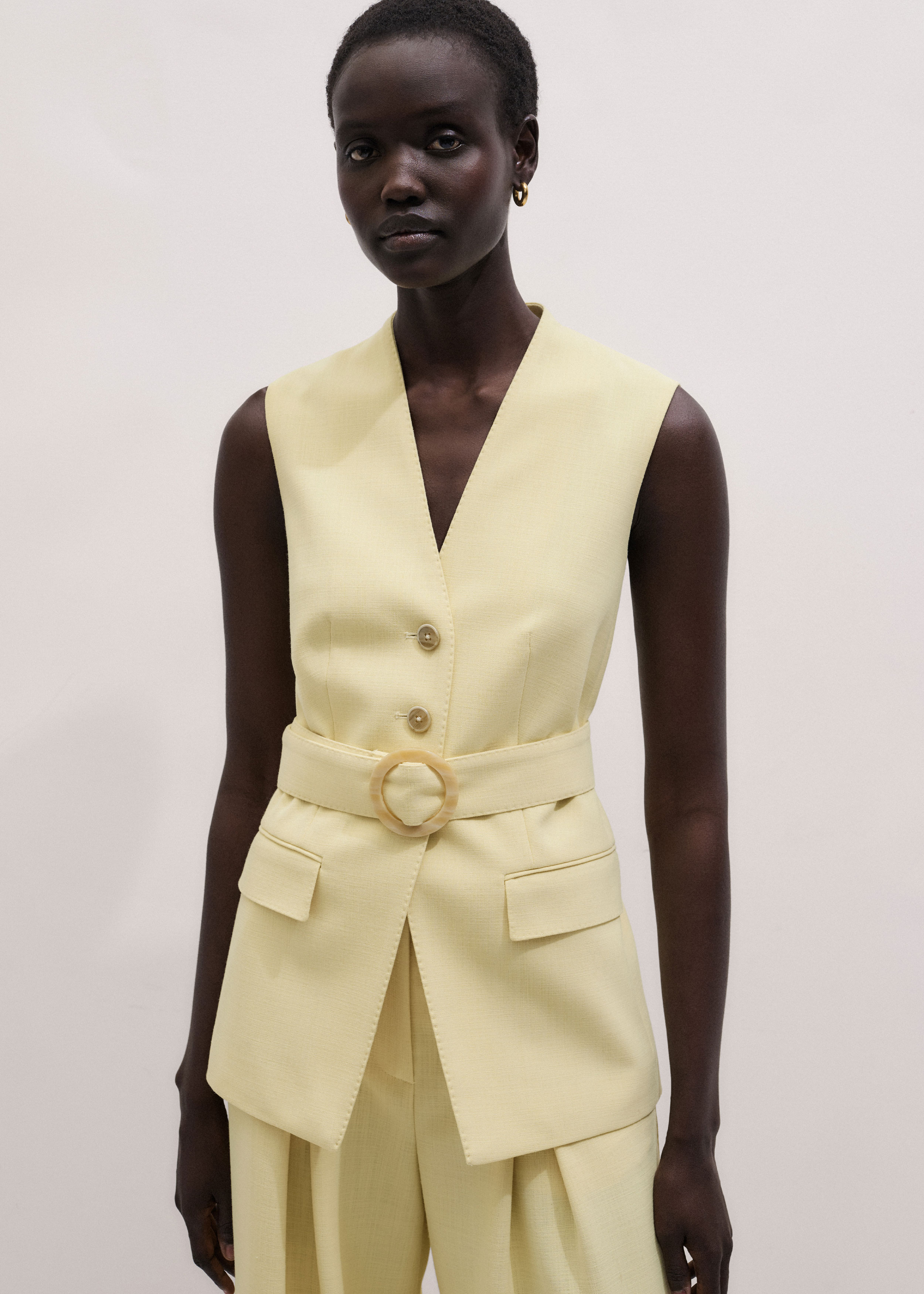 Me+em Longline Vest In Yellow