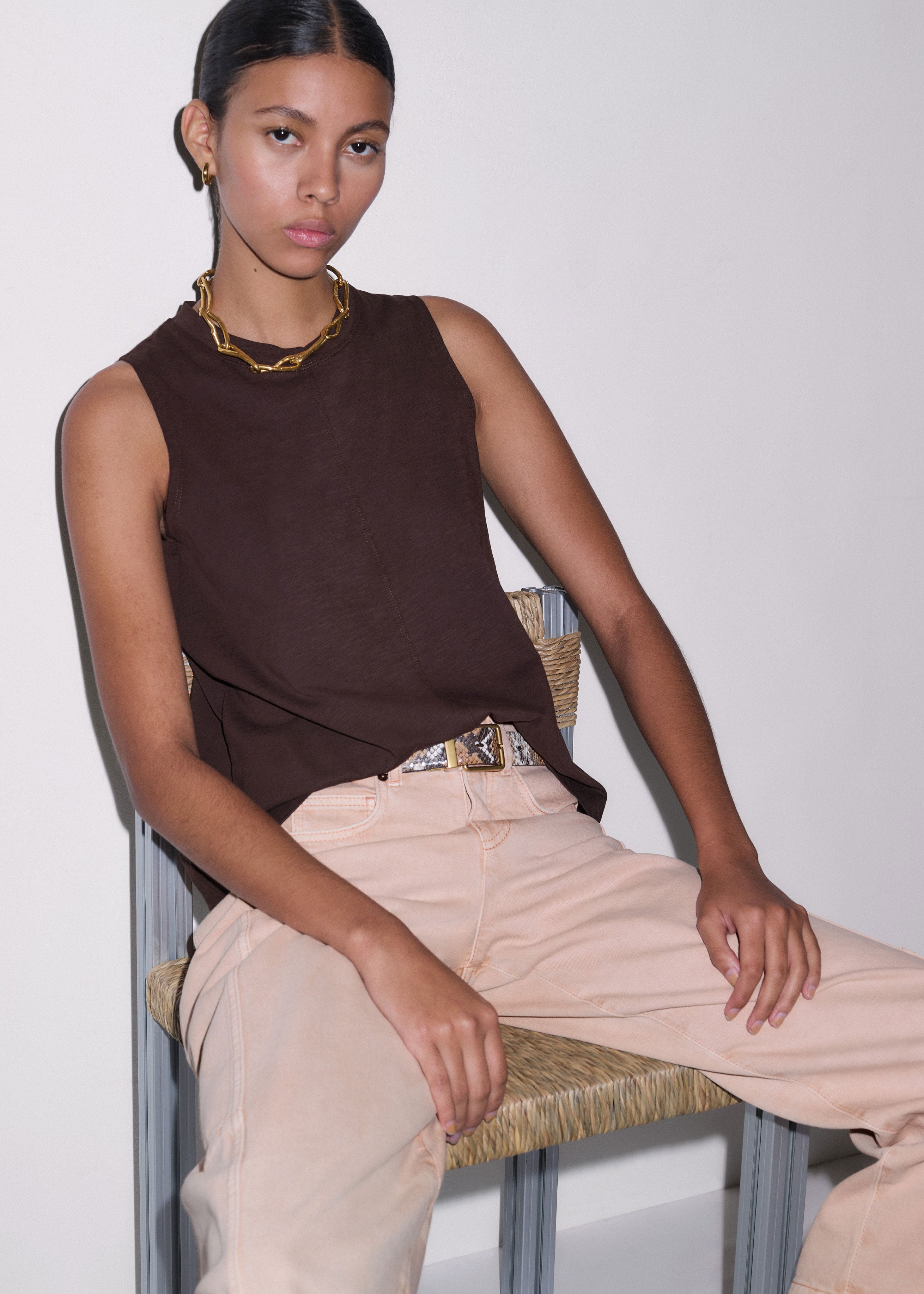 トップス M Women's Brown Racerback Swing Top | ME+EM