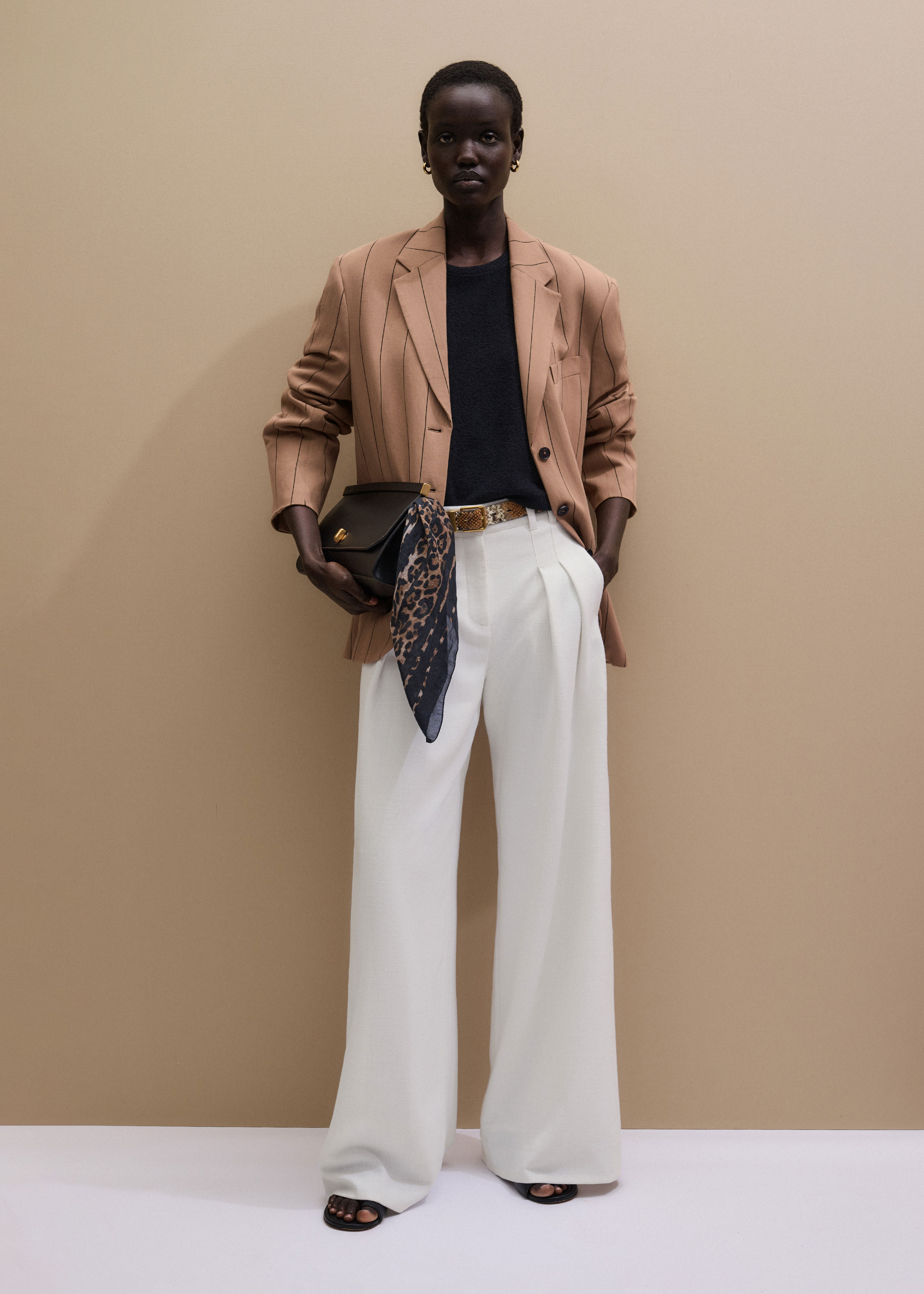 Me+em Double Pleat Pant In White