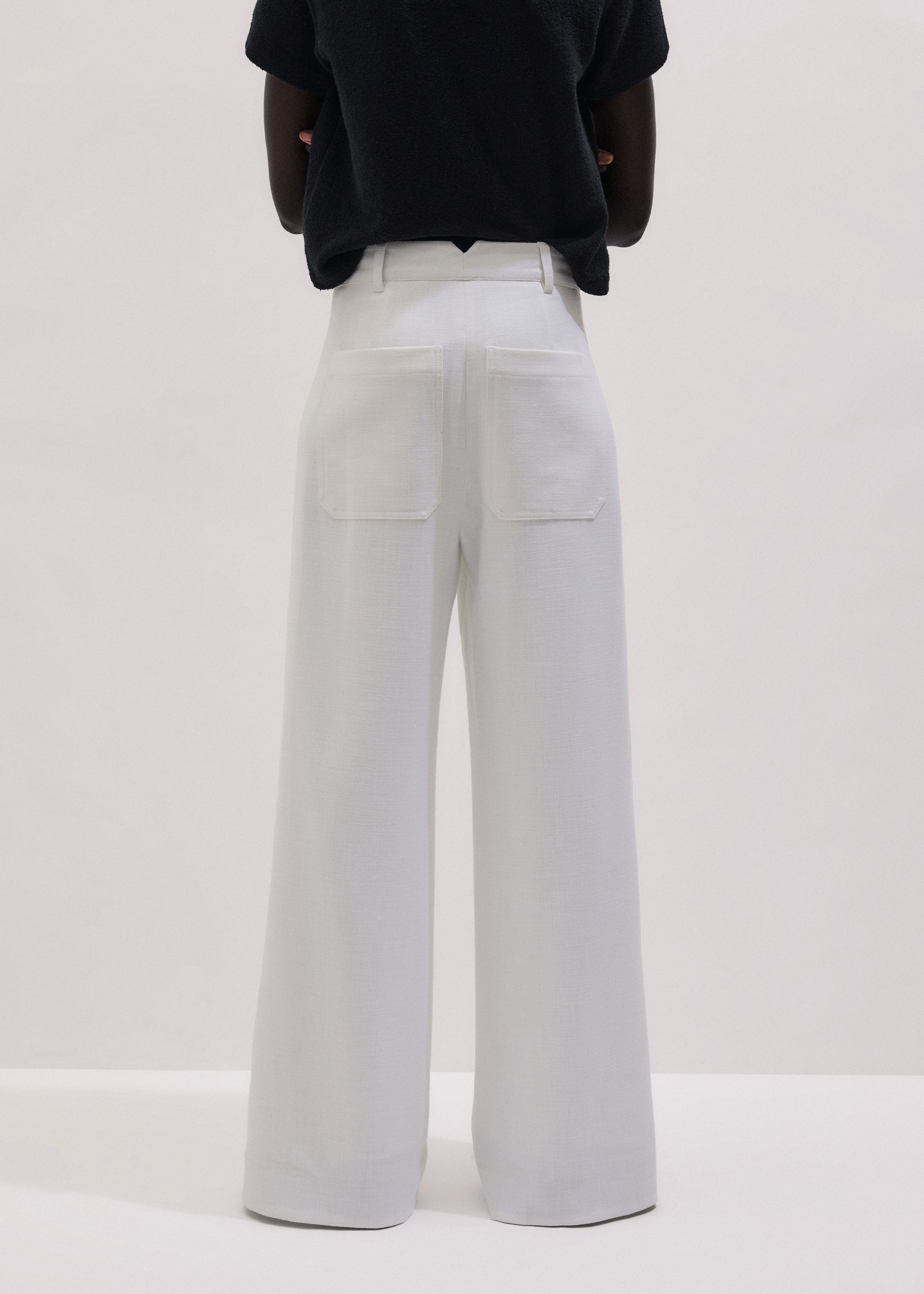 Women's Ivory Double Pleat Wide-Leg Pant | ME+EM