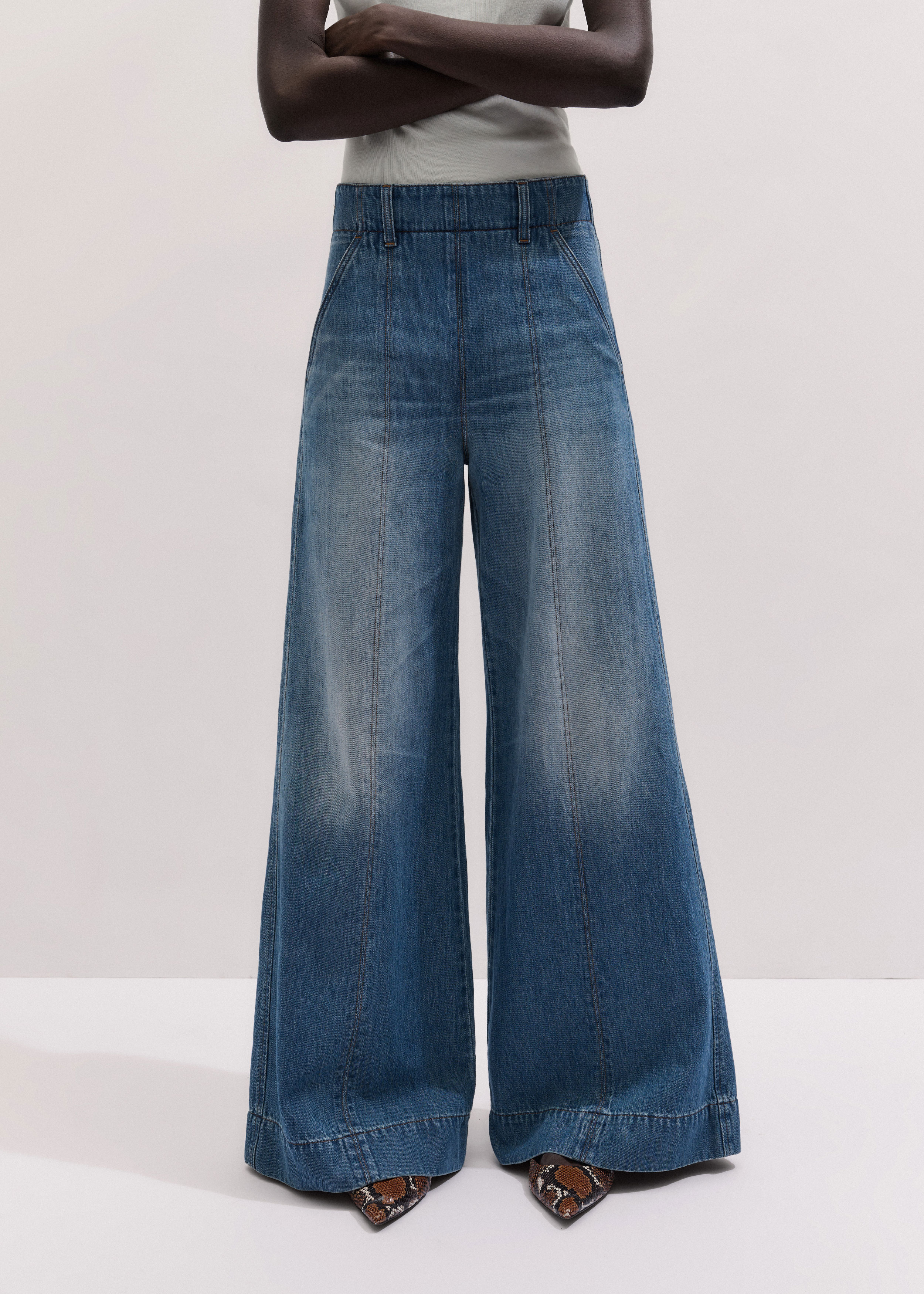 Me+em High Waist Wide-leg Jean Mid Blue Wash