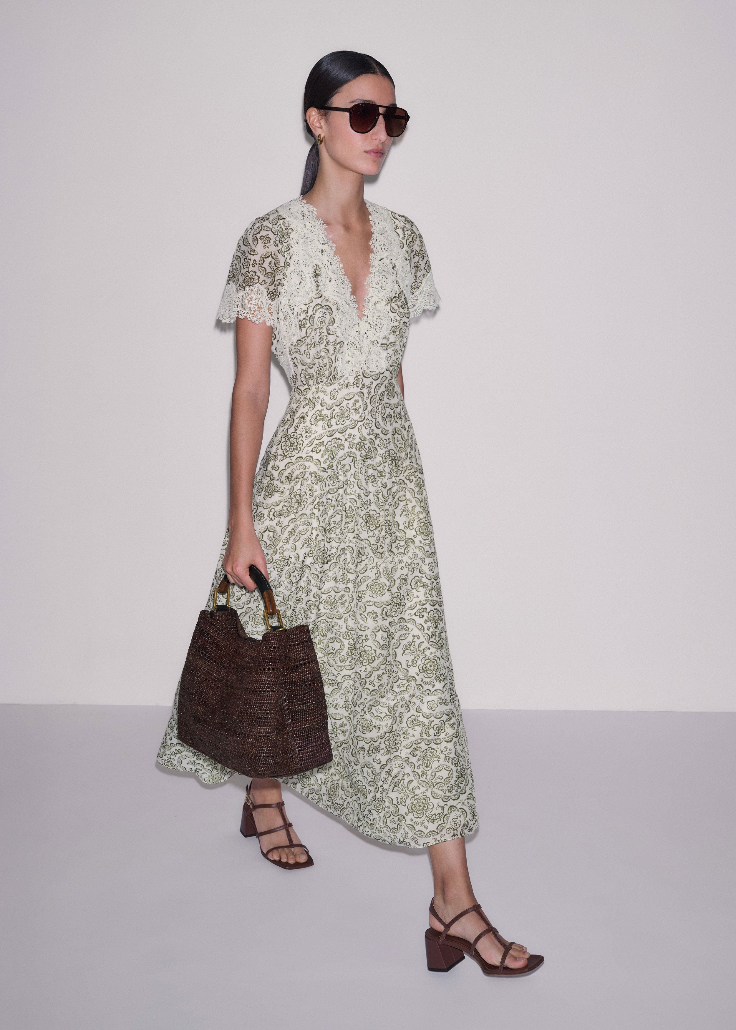 me & em green dress Me+Em Green Floral Dress Size UK 8