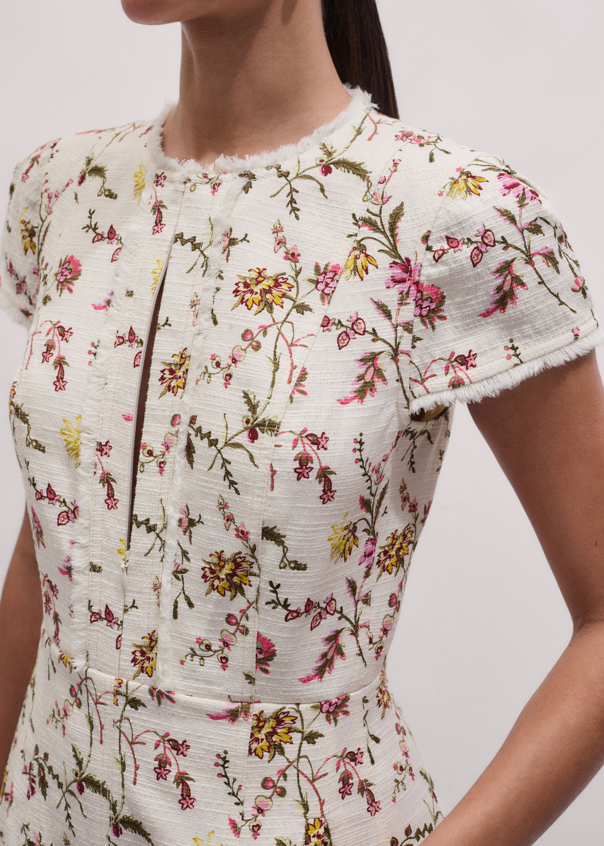 Women's Cream Wild Spring Floral Print Fit + Flare Midi Dress | ME+EM