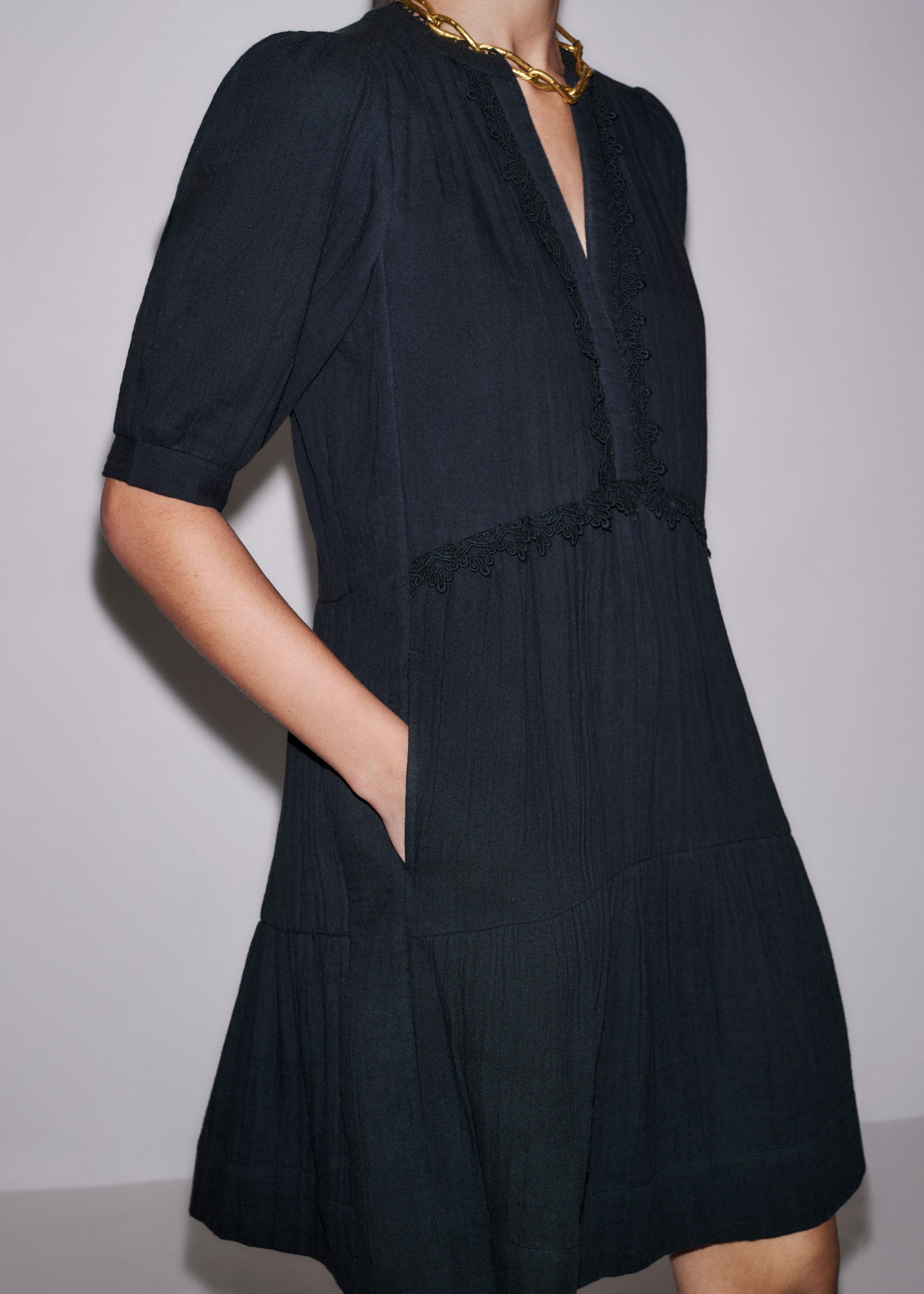 Women's Black Broderie Anglaise Short Dress | ME+EM Women's Black Broderie Anglaise Short Dress | ME+EM