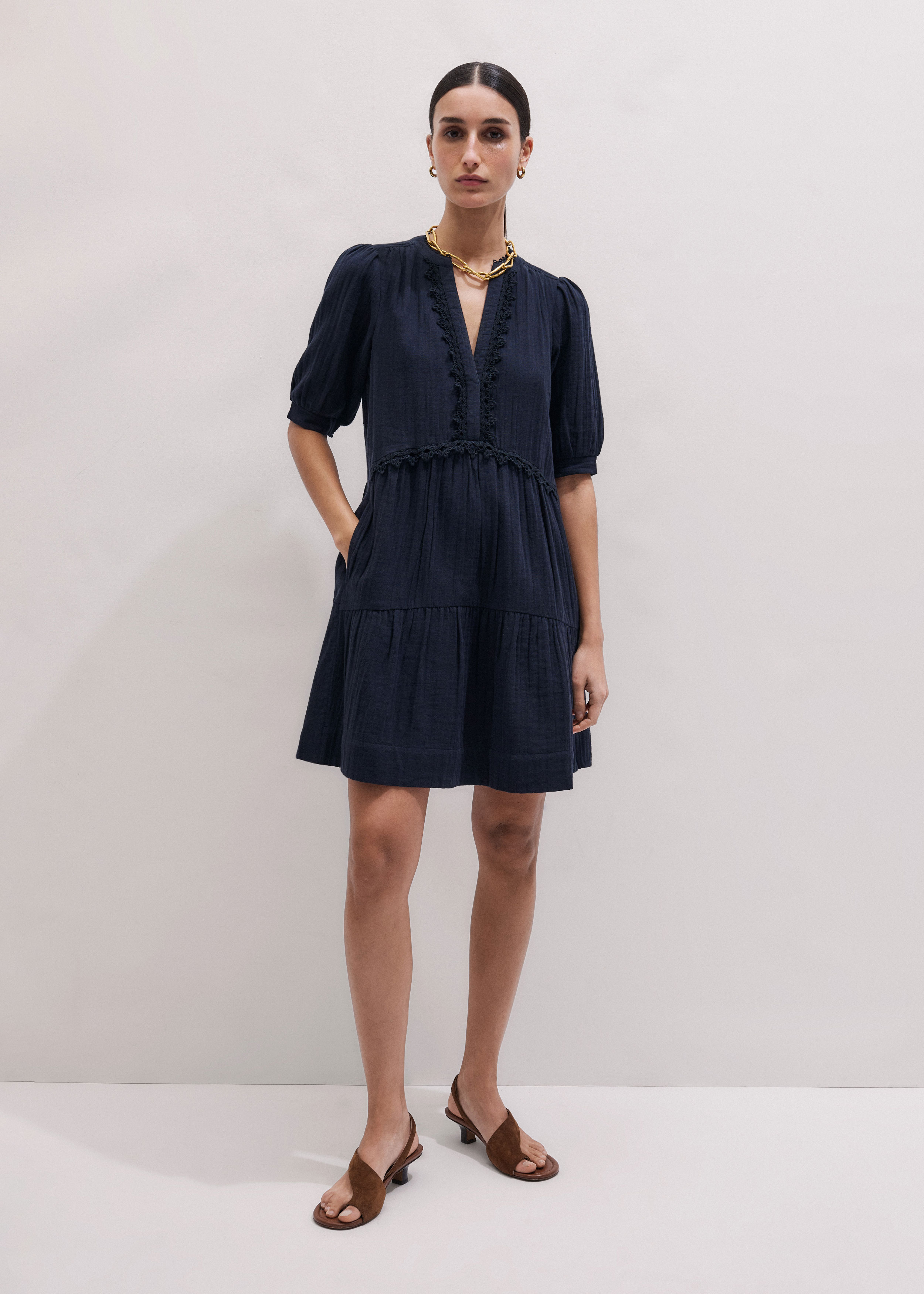 strapless open back dress Women's Swing Dress with Pockets  Flared Hem, Elbow Sleeve, Double Knit  Fabric  SexyModest Boutique