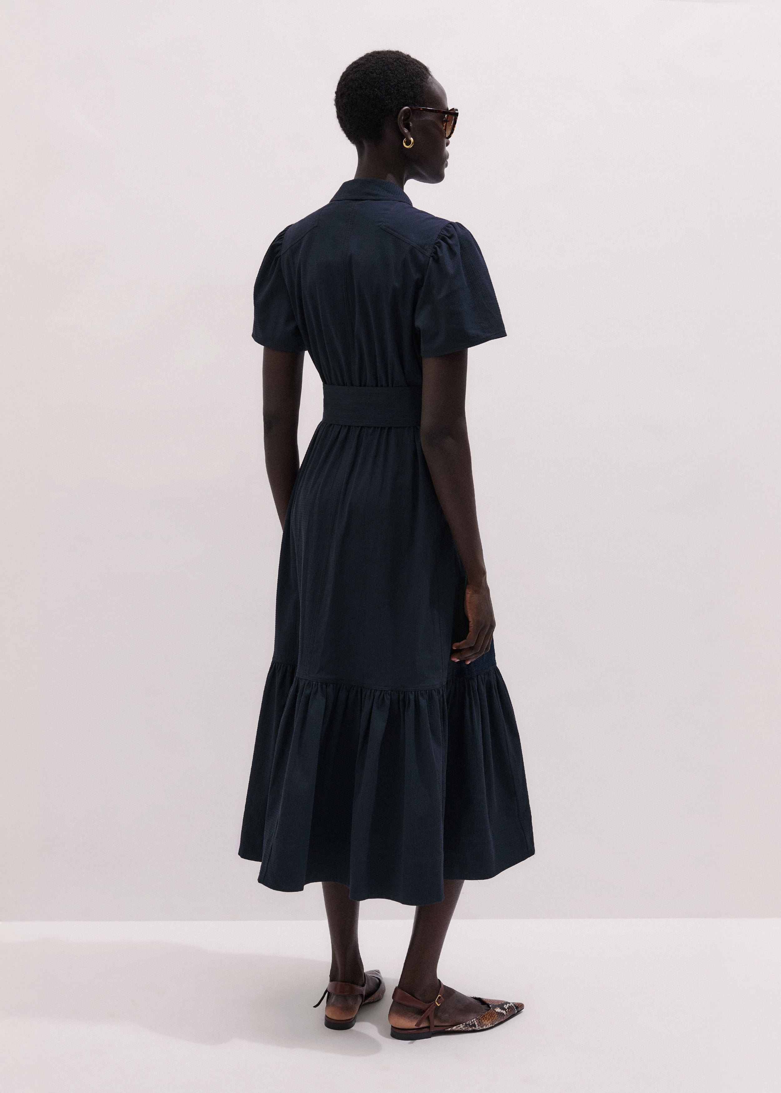 seersucker fit and flare dress Sail to Sable The Chatham Seersucker Fit & Flare Dress Red/White/Blue / XXS / KNE26403