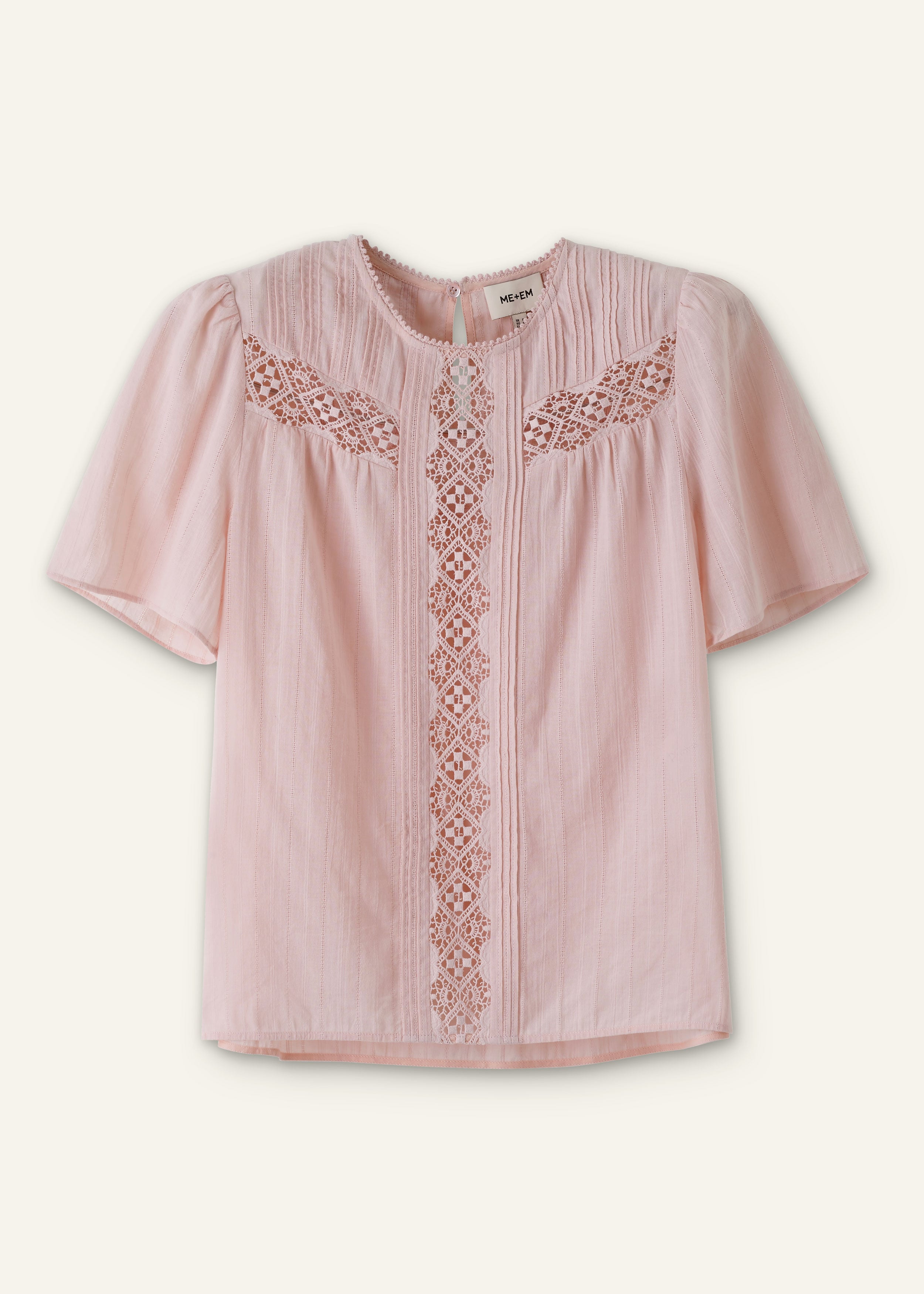 ME+EM Embroidered Cutout Tee in Blush Pink