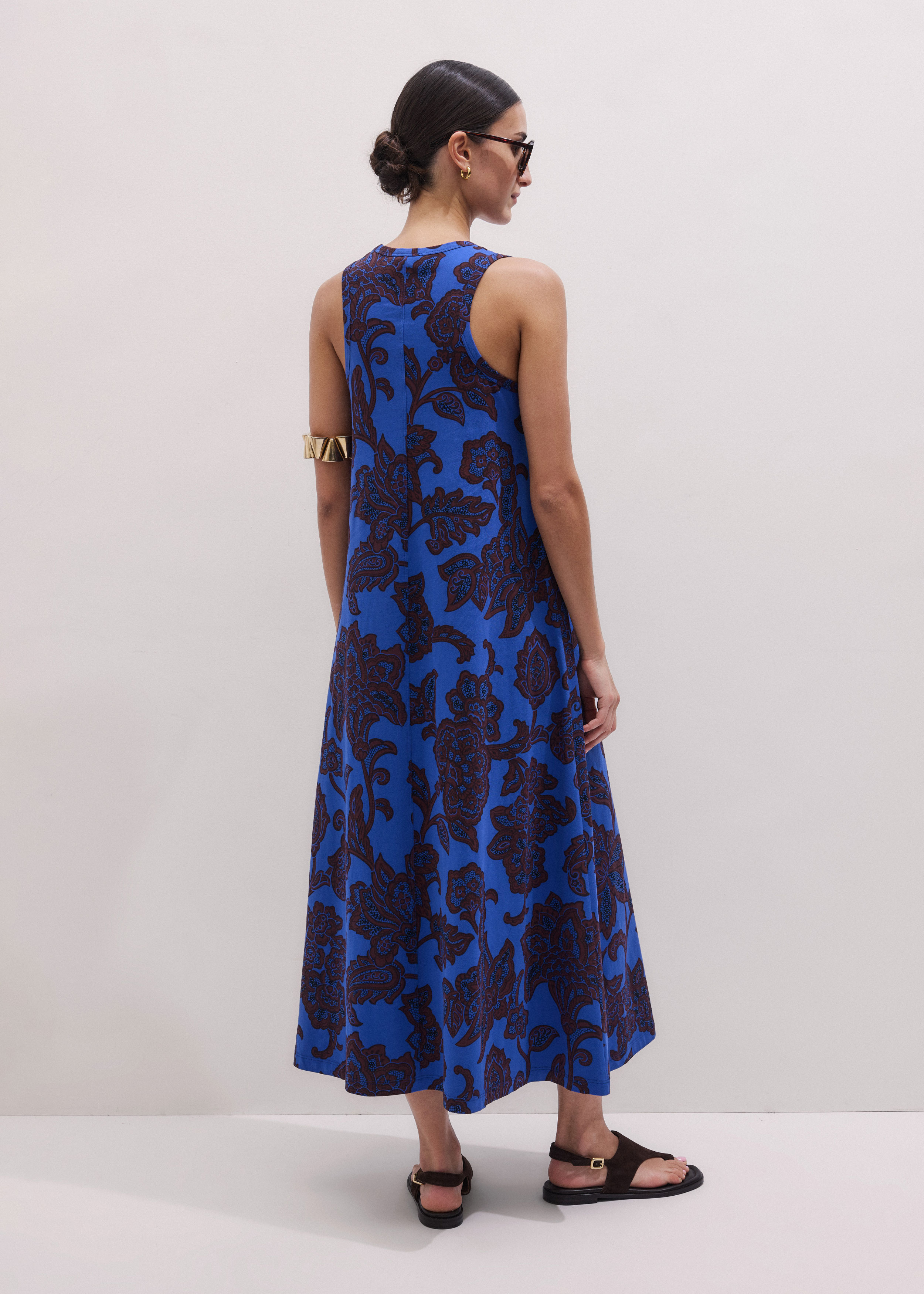 me and em slub jersey maxi dress ME+EM Ornate Lace Floral Print Swing Blue Multi - Women's - Cotton VM: Bridesmaid Peach Prio