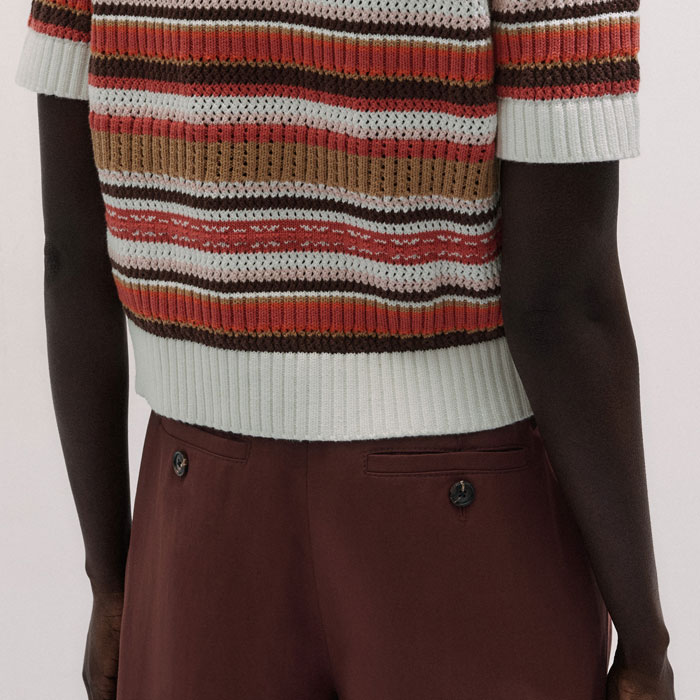 Women's Cinnamon Brown Double Zip Knit Tee | ME+EM