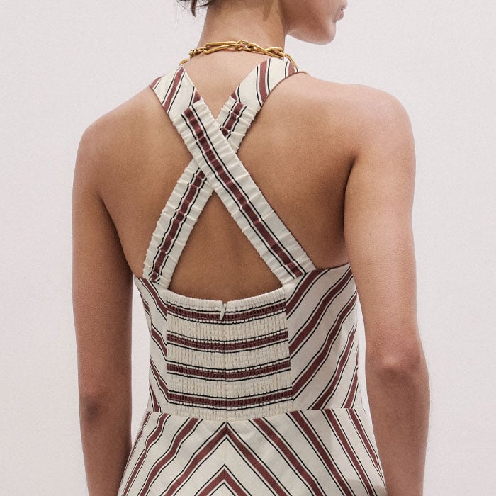 me and em halter neck dress ME+EM Cheesecloth Halterneck Maxi Dress
