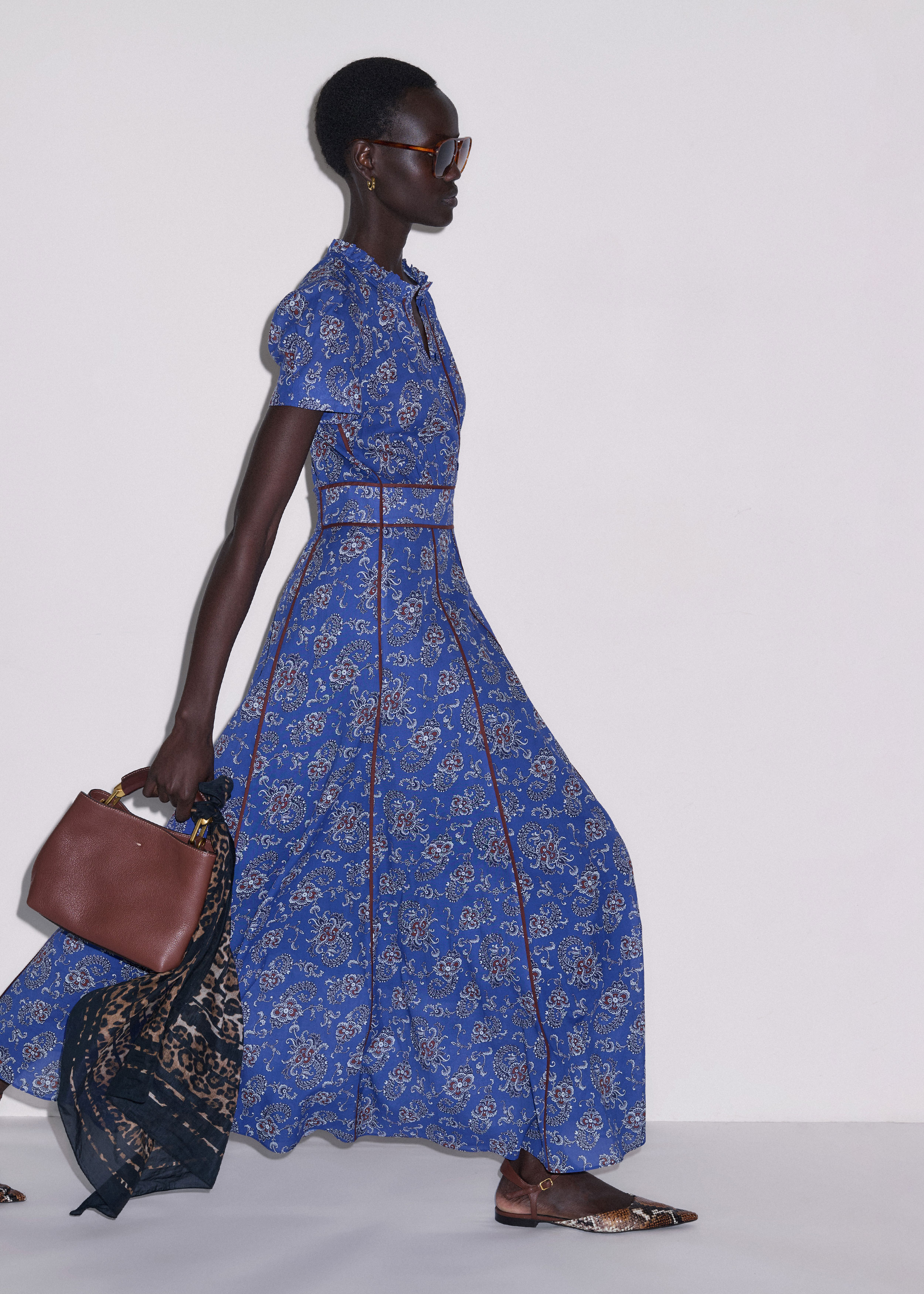 Me+em Paisley Cotton Maxi Dress - Blue Multi