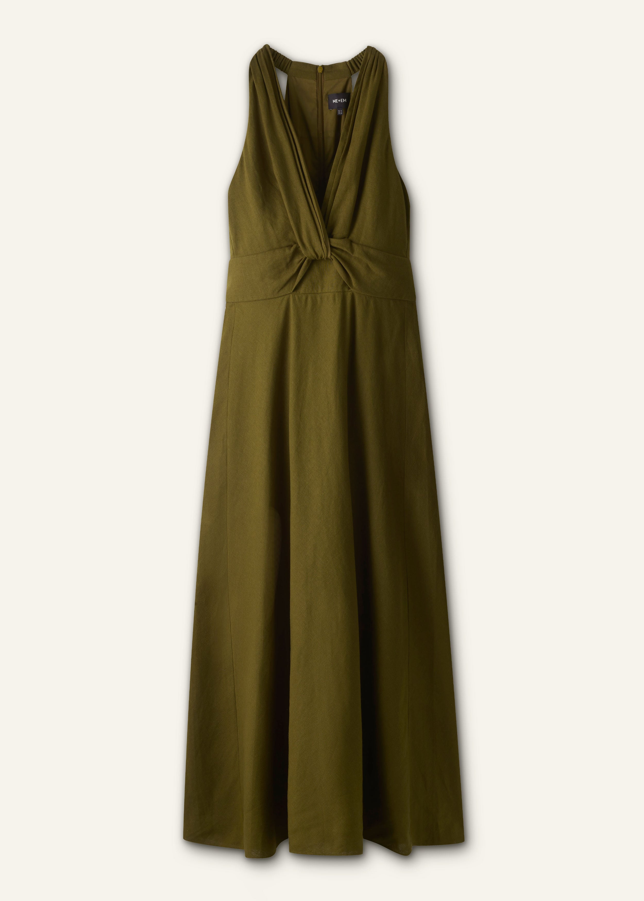 ME+EM Twist Front Maxi Dress in Olive Green