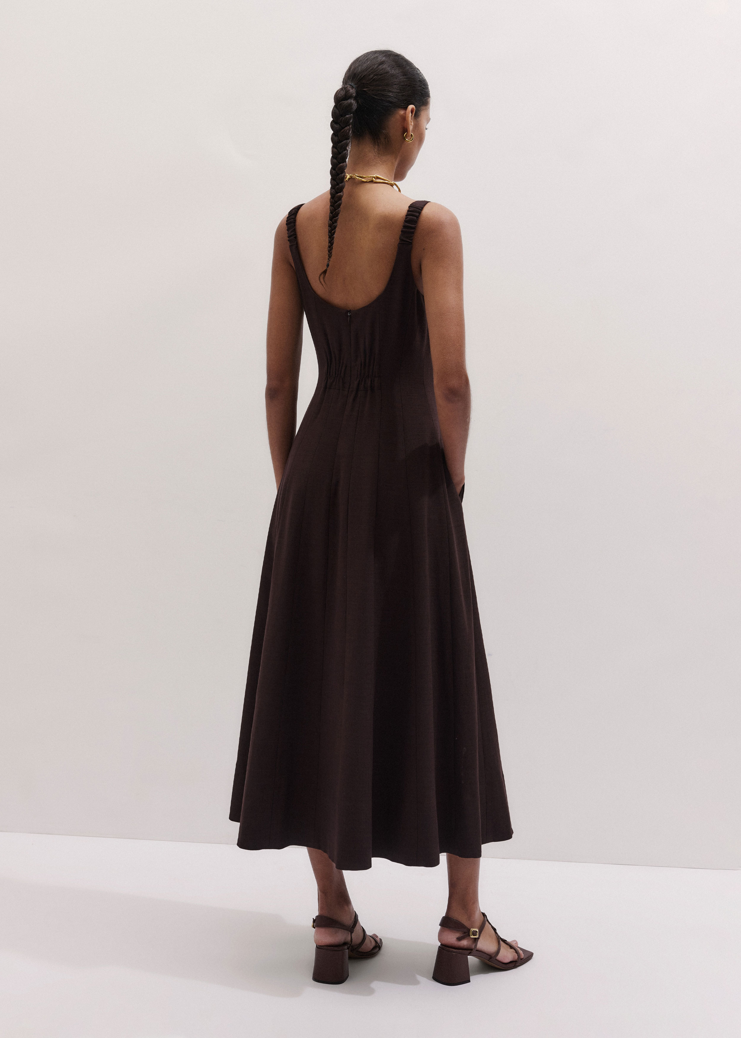 Me+em Contour-seamed Woven Maxi Dress - Cocoa Brown Me+em Contour-seamed Woven Maxi Dress - Cocoa Brown