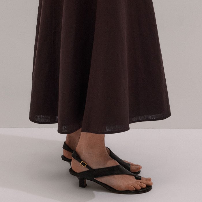Me+em Crease-less Linen Panelled Maxi Skirt Cocoa Brown