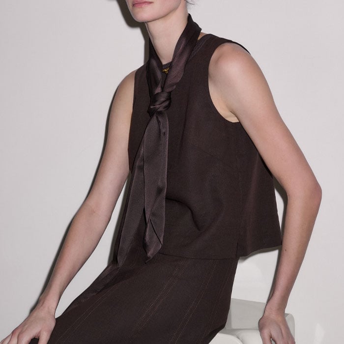 Me+em Crease-less Linen Panelled Maxi Skirt Cocoa Brown
