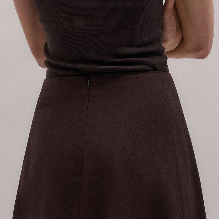 Me+em Crease-less Linen Panelled Maxi Skirt Cocoa Brown