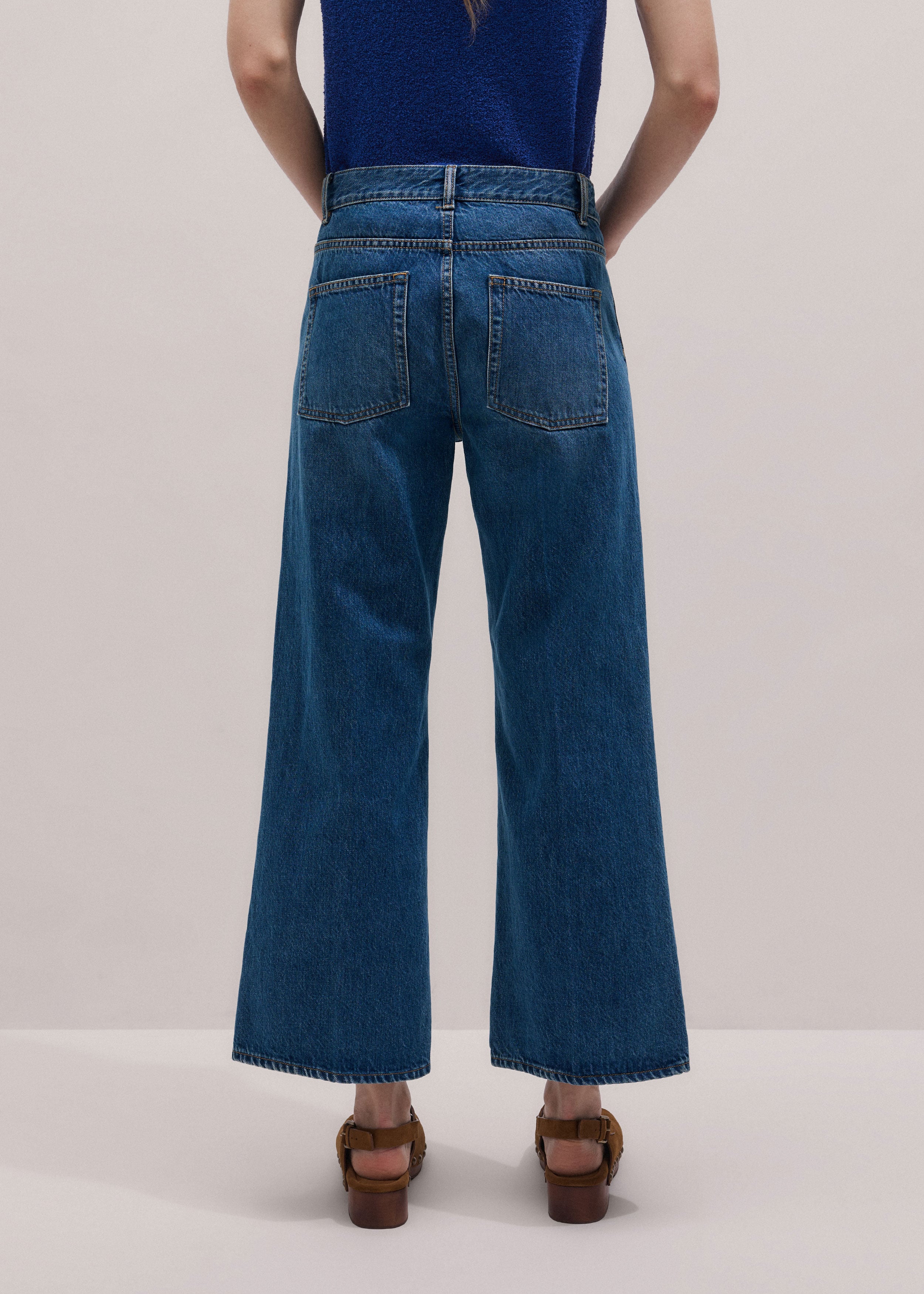 Women's Blue Leg Elongator Crop Jean | ME+EM