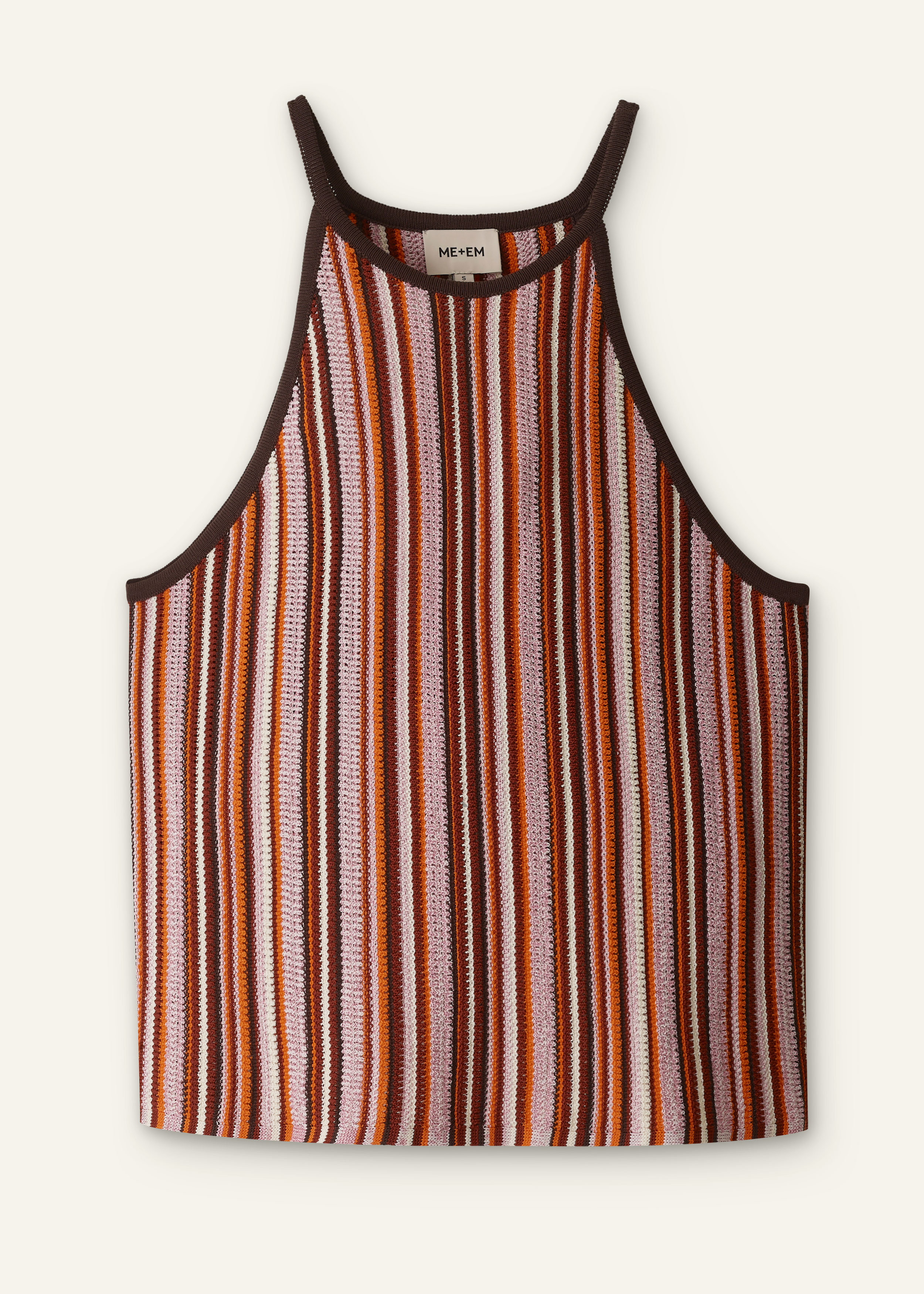 Women's Cinnamon Brown Stripe Slim Knit Tank | ME+EM