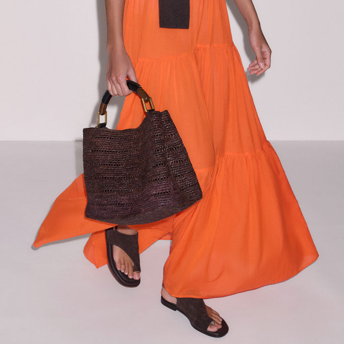 Me+em Voile Tiered Cotton Maxi Dress - Sunny Orange