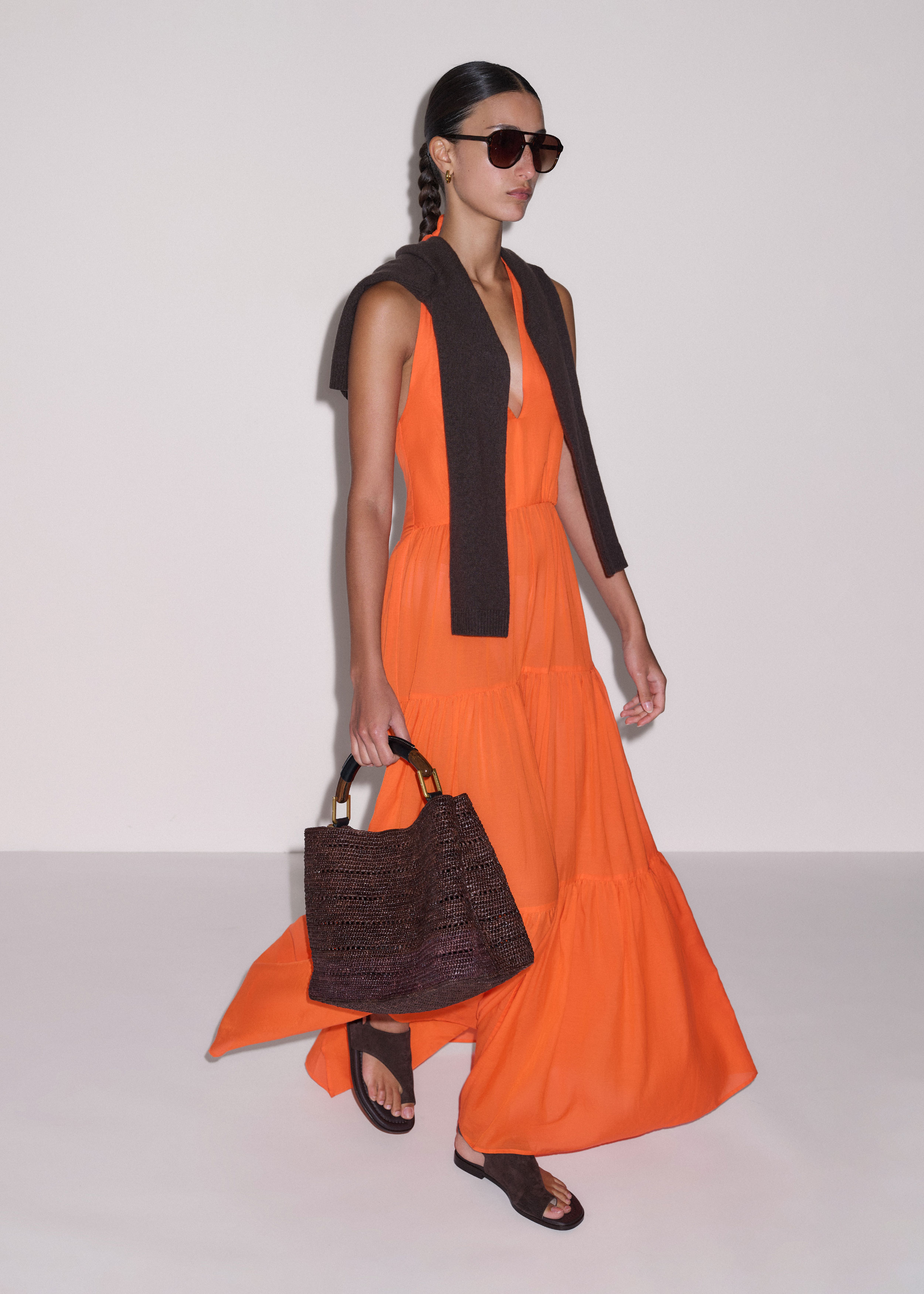 me+em orange dress ME+EM Fluid Crepe Jersey Ruched Maxi Dress Intense Orange - Women's - Fluid Crepe Jersey