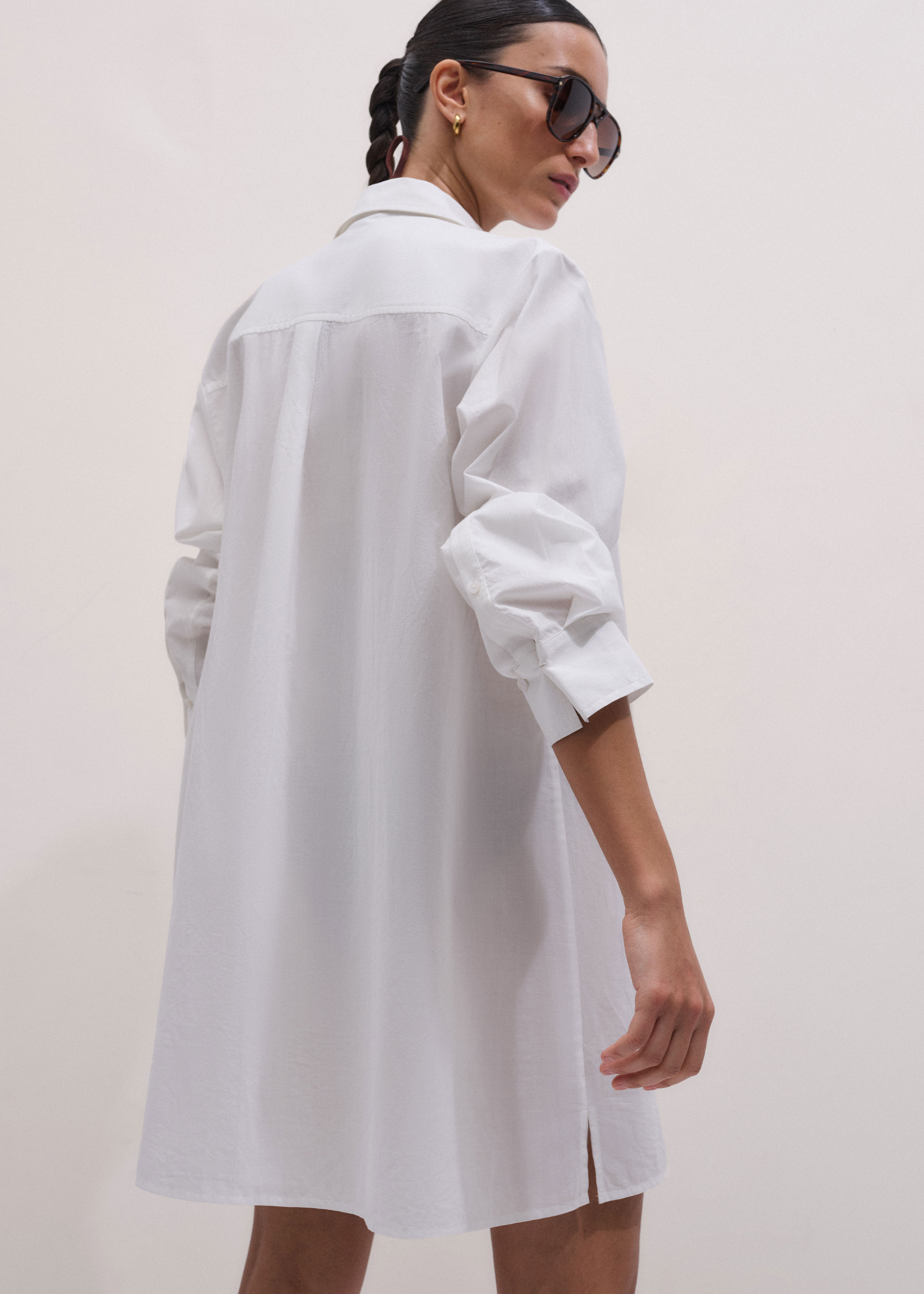 white beach shirt dress Gauze Short Sleeve Button Down Maxi Shirt Dress / Ivory main image 0