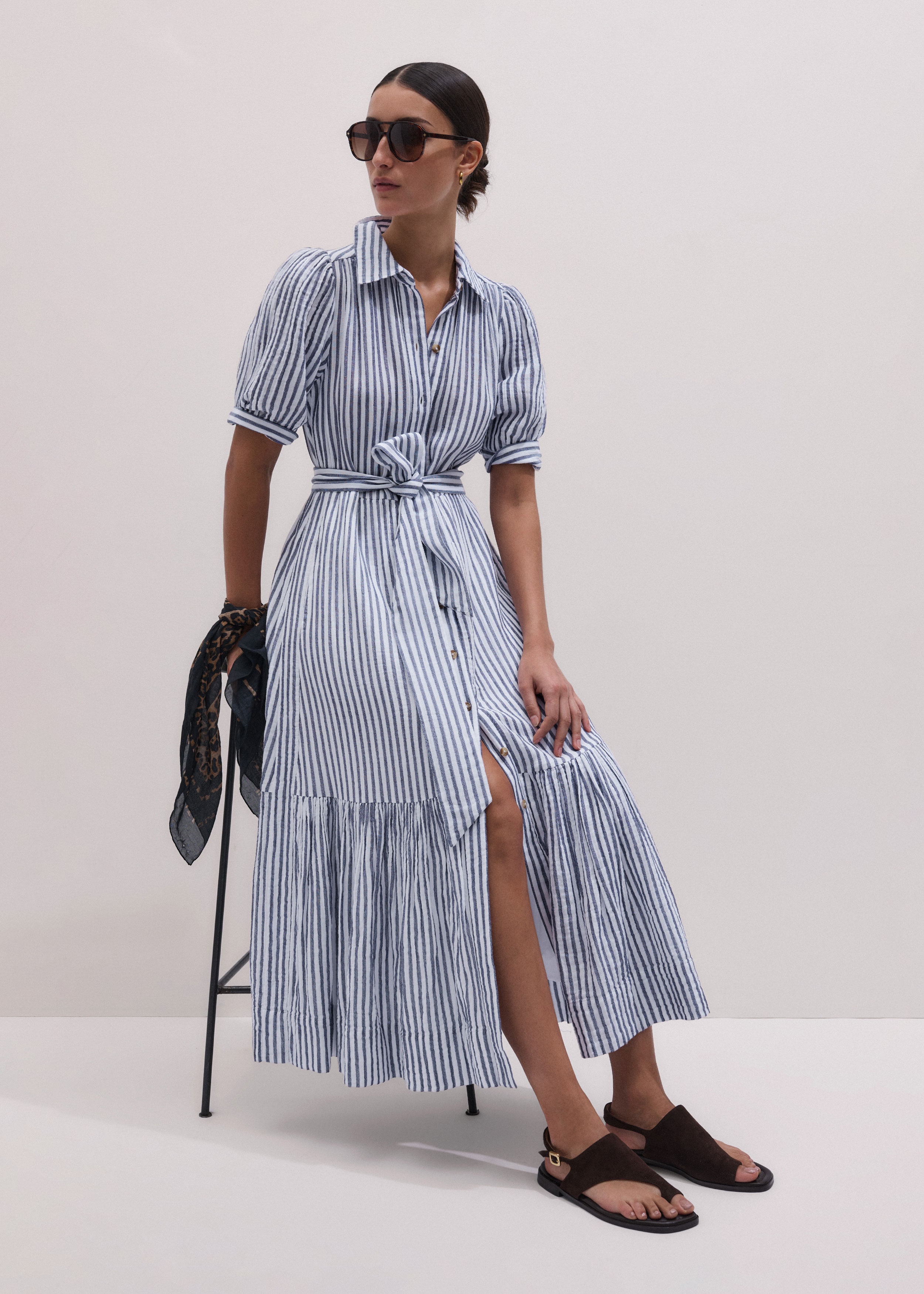 chinese dress ladies Camel Cotton Cheesecloth Midi Dress Women | Summer Dress