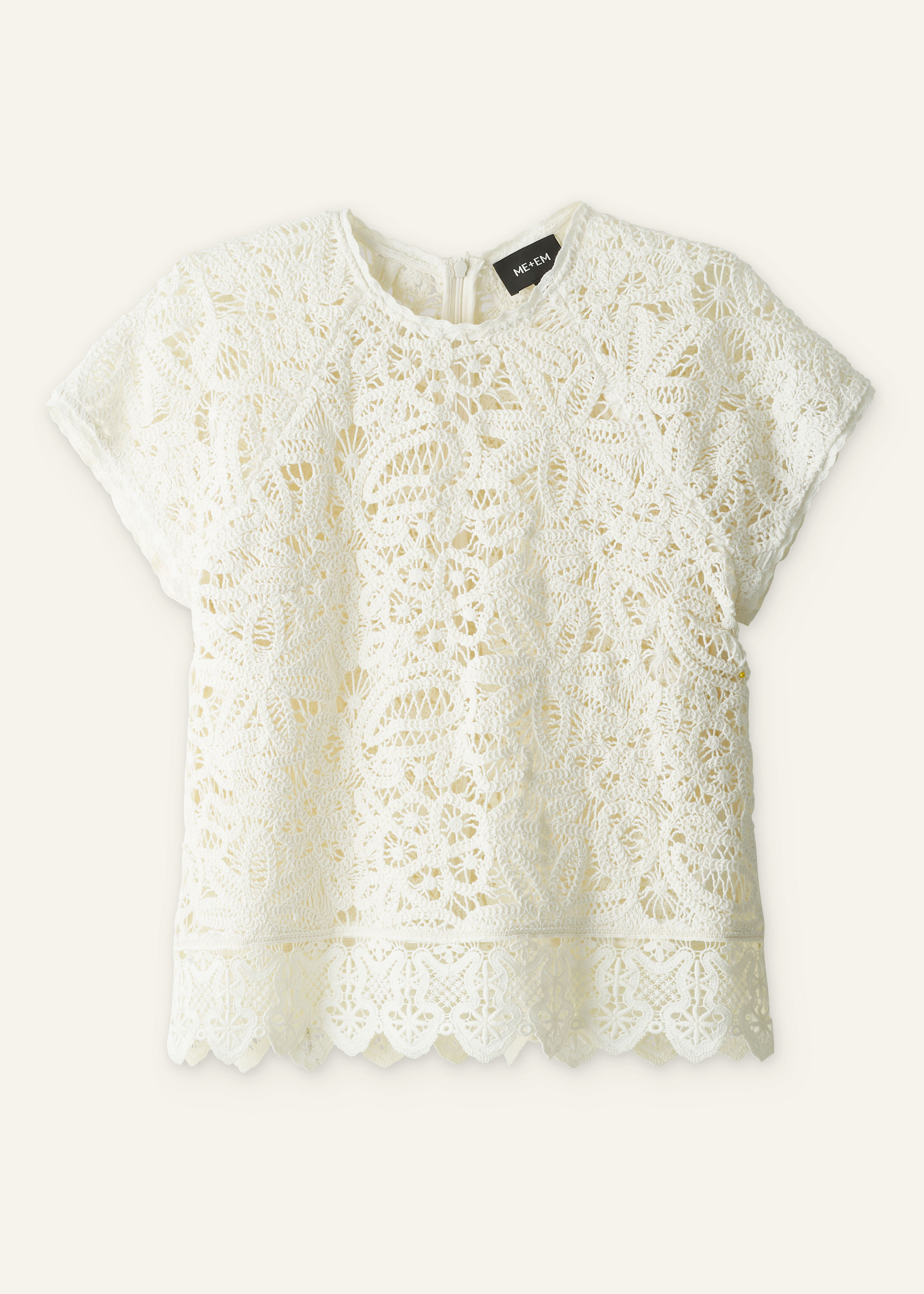 ME+EM 2-in-1 Crochet Tee in Light Cream