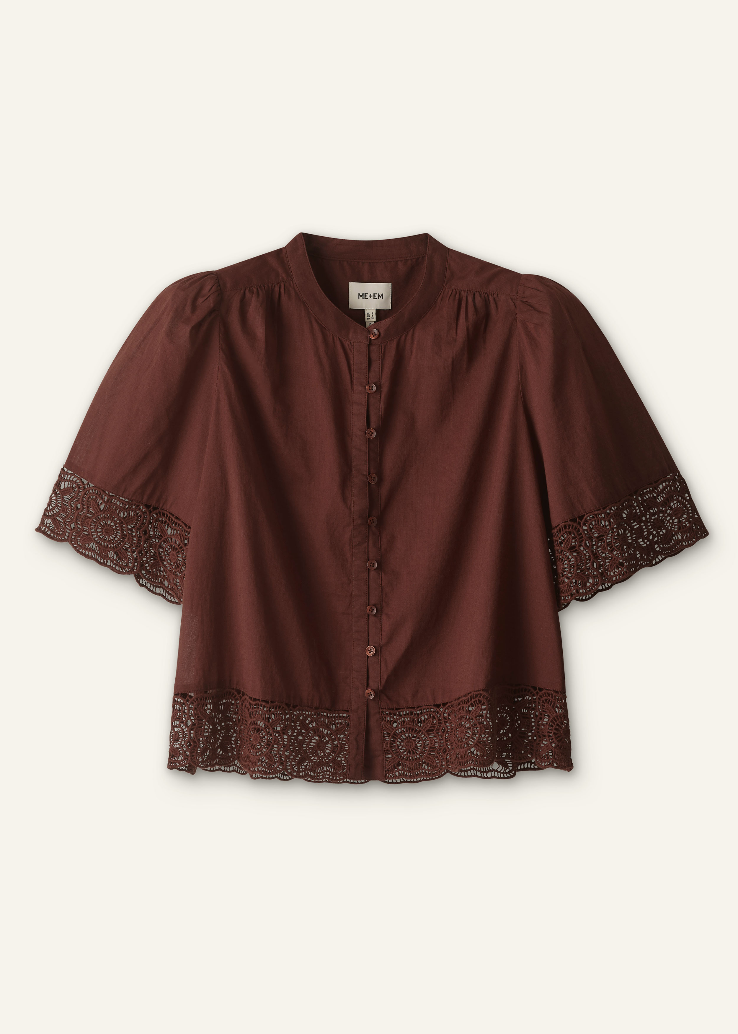 Women's Cinnamon Brown Crochet Trim Short | ME+EM