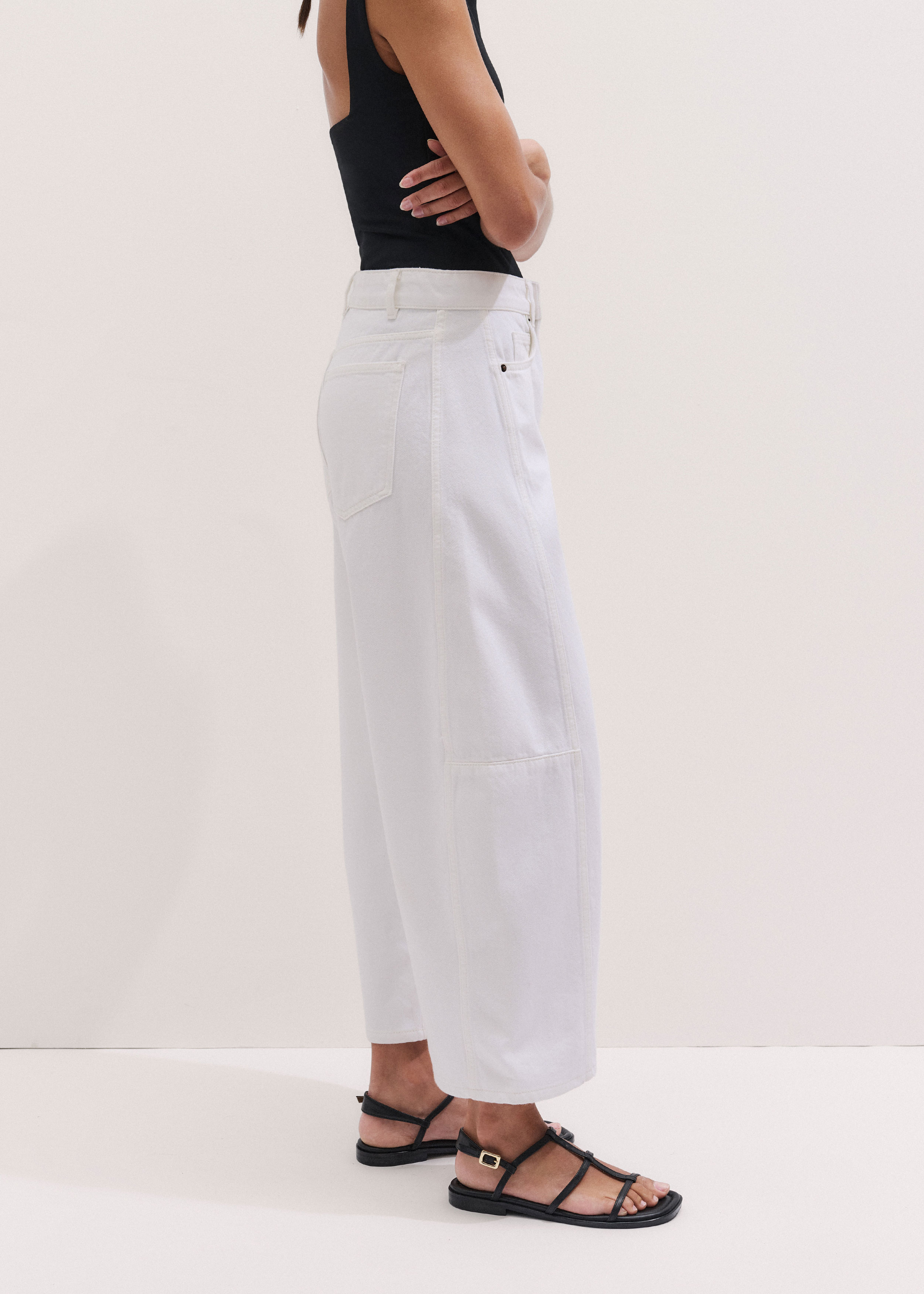 Women's White Exaggerated Crop Jean | ME+EM