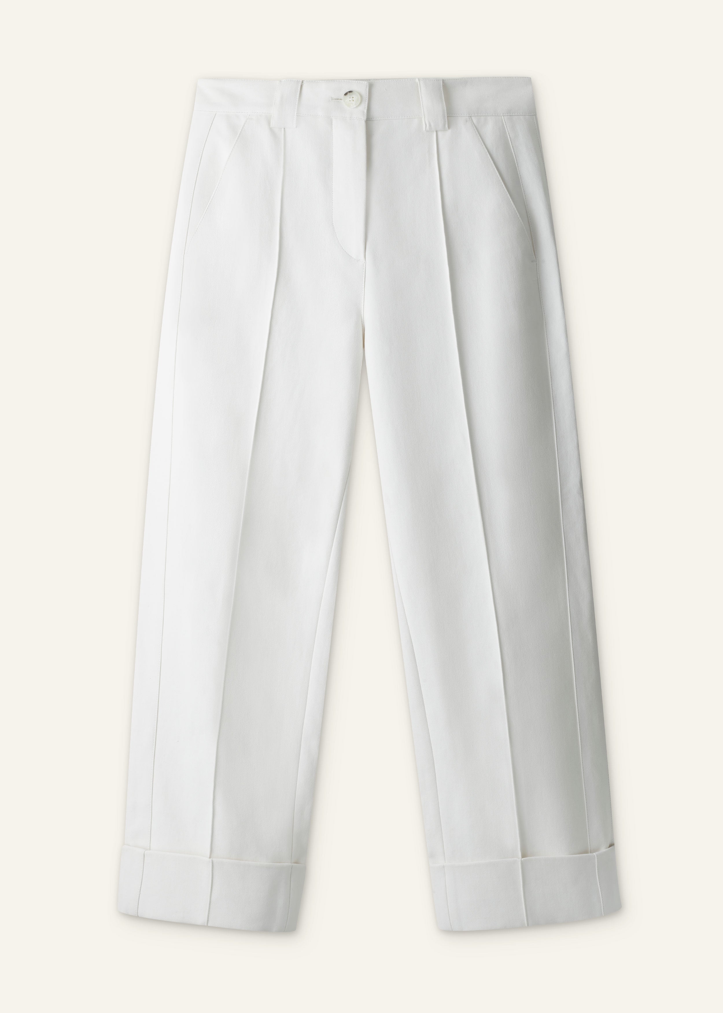 ME+EM Straight Crop Trouser in Soft White
