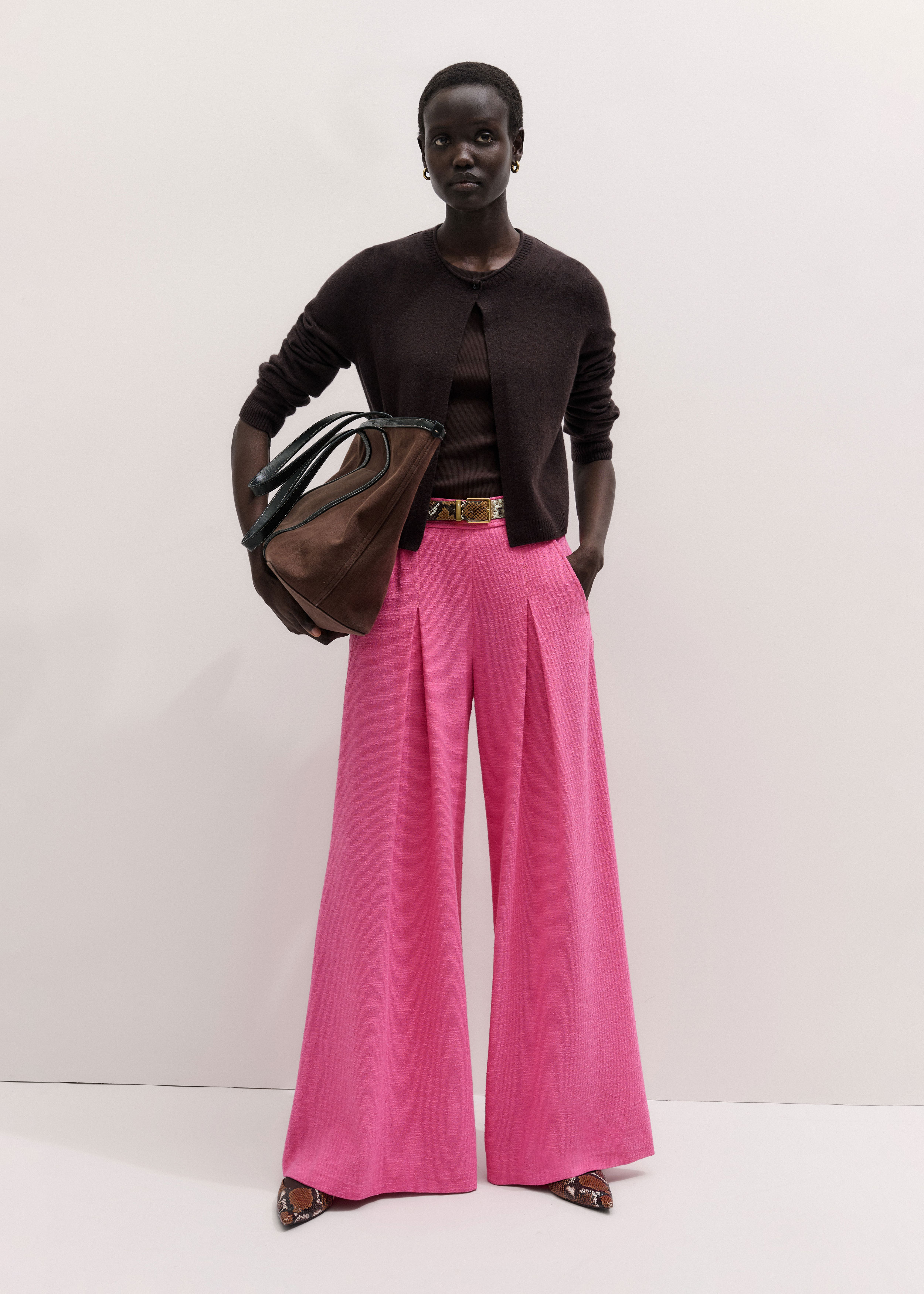 Women's Summer Pink textured Very Wide-Leg Trouser | ME+EM