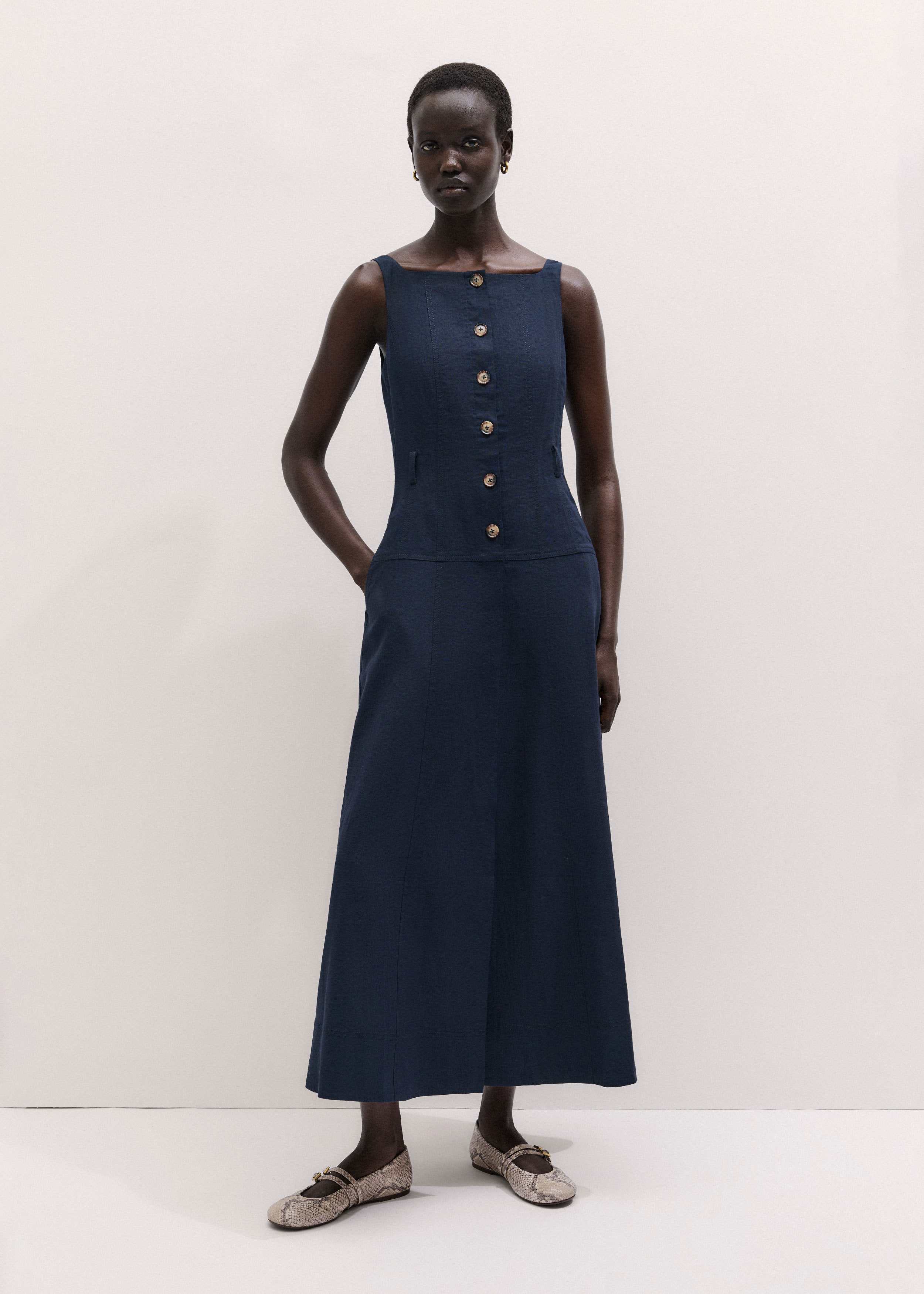 navy dress blue creases Rihoas Navy Blue Satin Maxi Dress Spaghetti Strap Slip Dress for Prom Evening, Wedding Guest, Navy / M