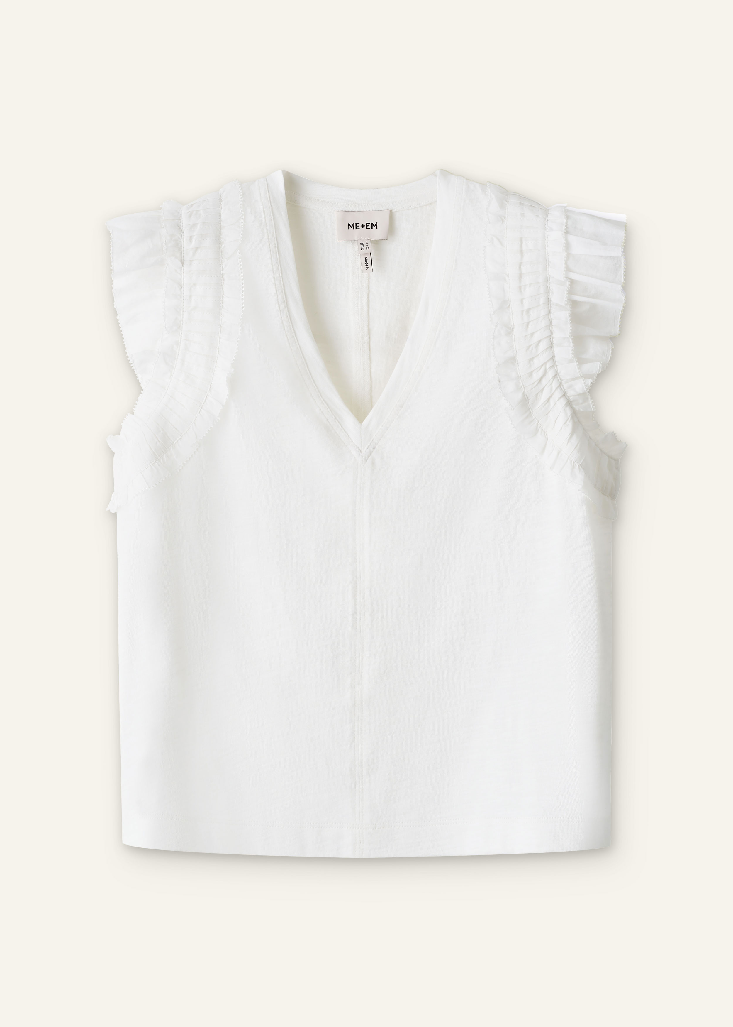 ME+EM Frill Sleeve Swing Top in Soft White