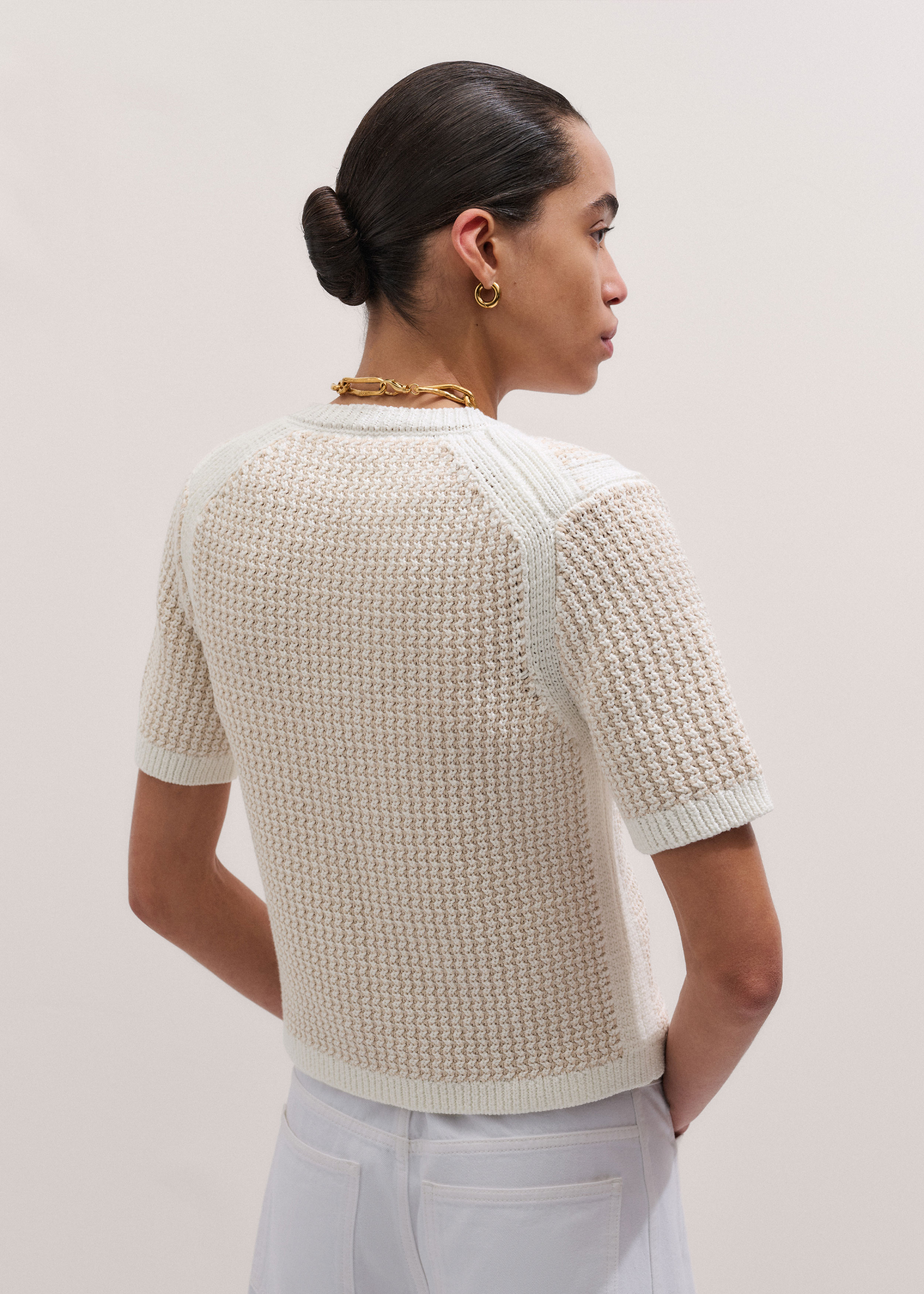 Women's Stone Cotton Double Zip Knit Tee | ME+EM