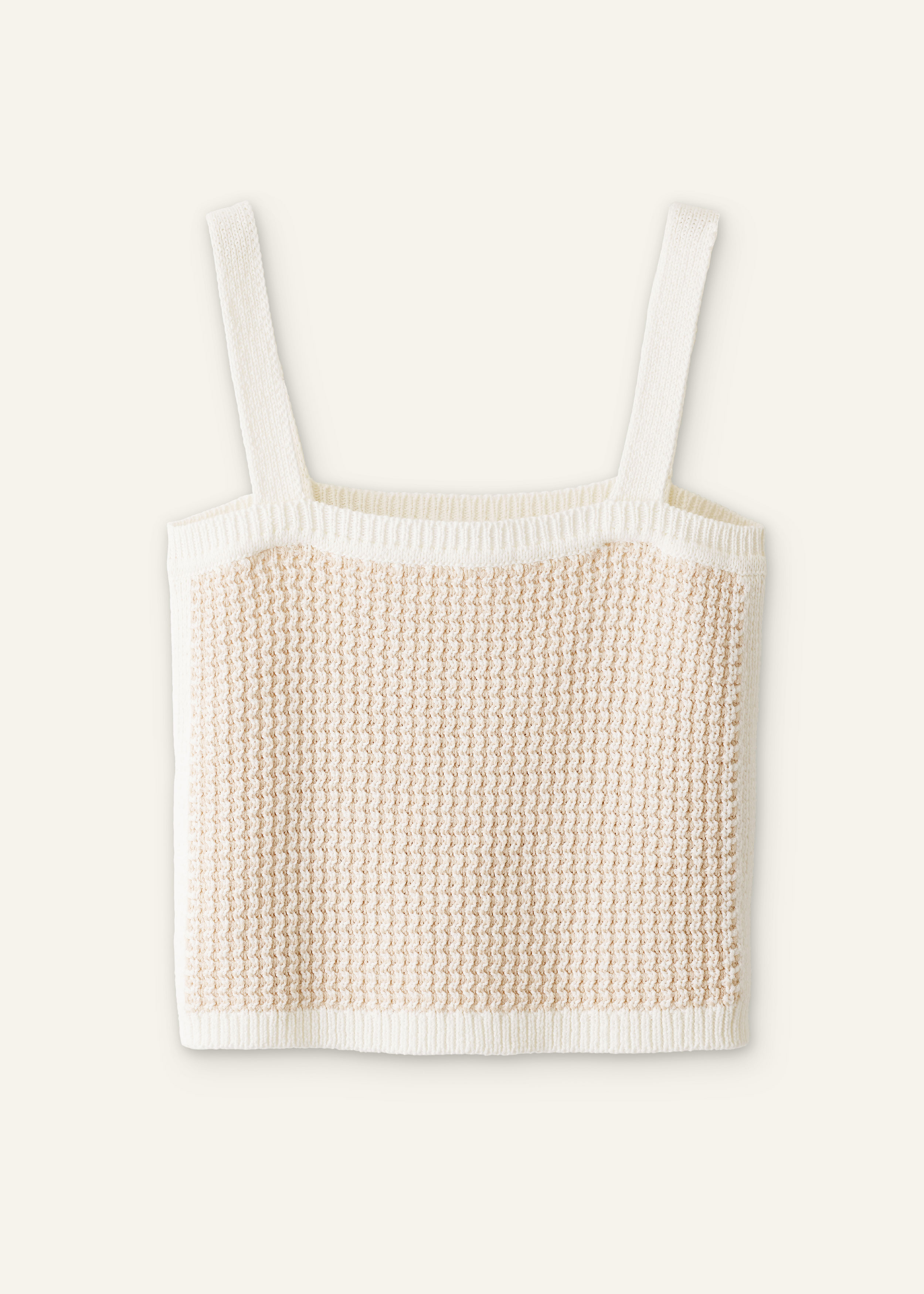 ME+EM Crop Knit Vest in Pale Stone/Cream