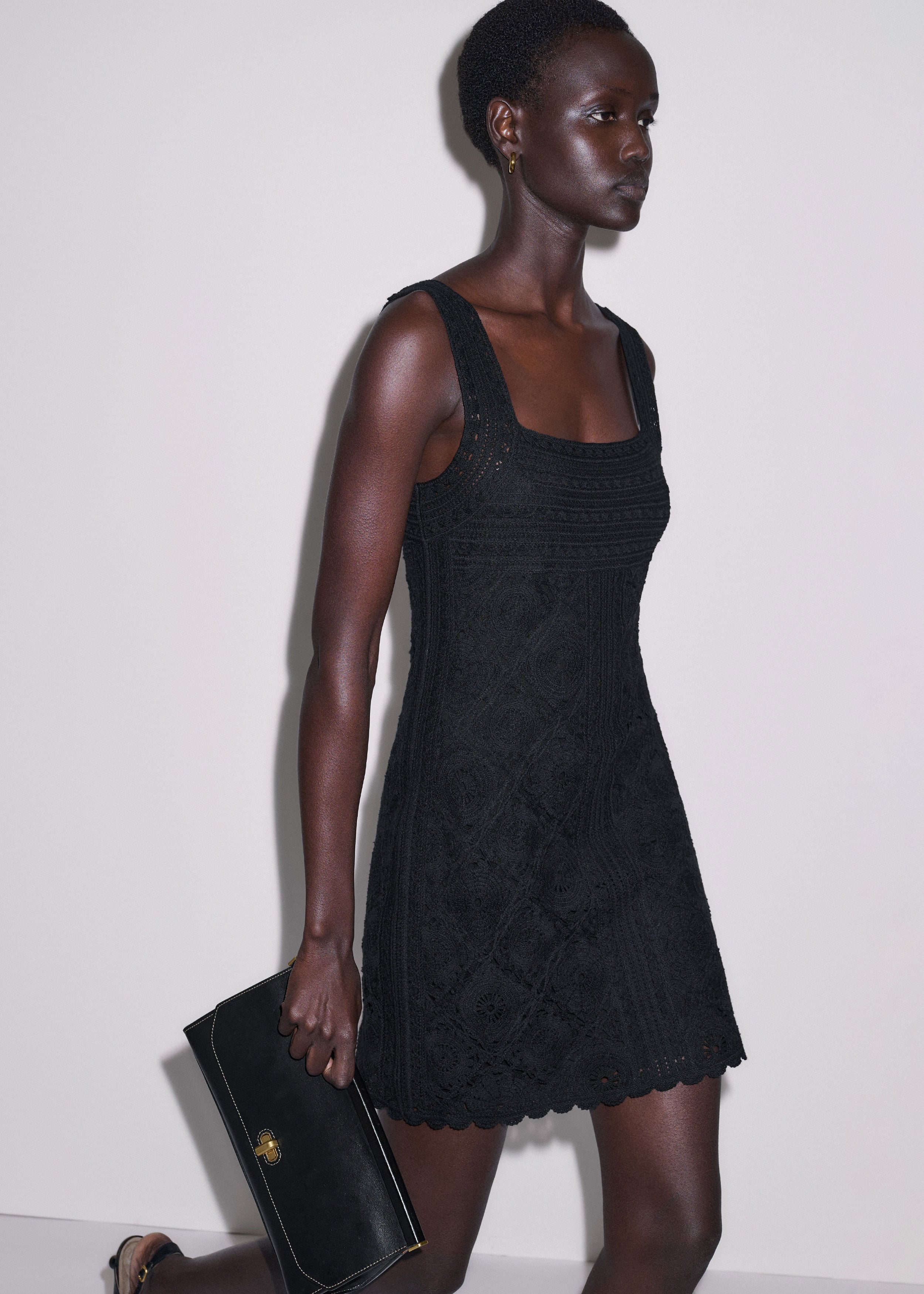 short black crochet dress Montce Short Petal Dress in Black