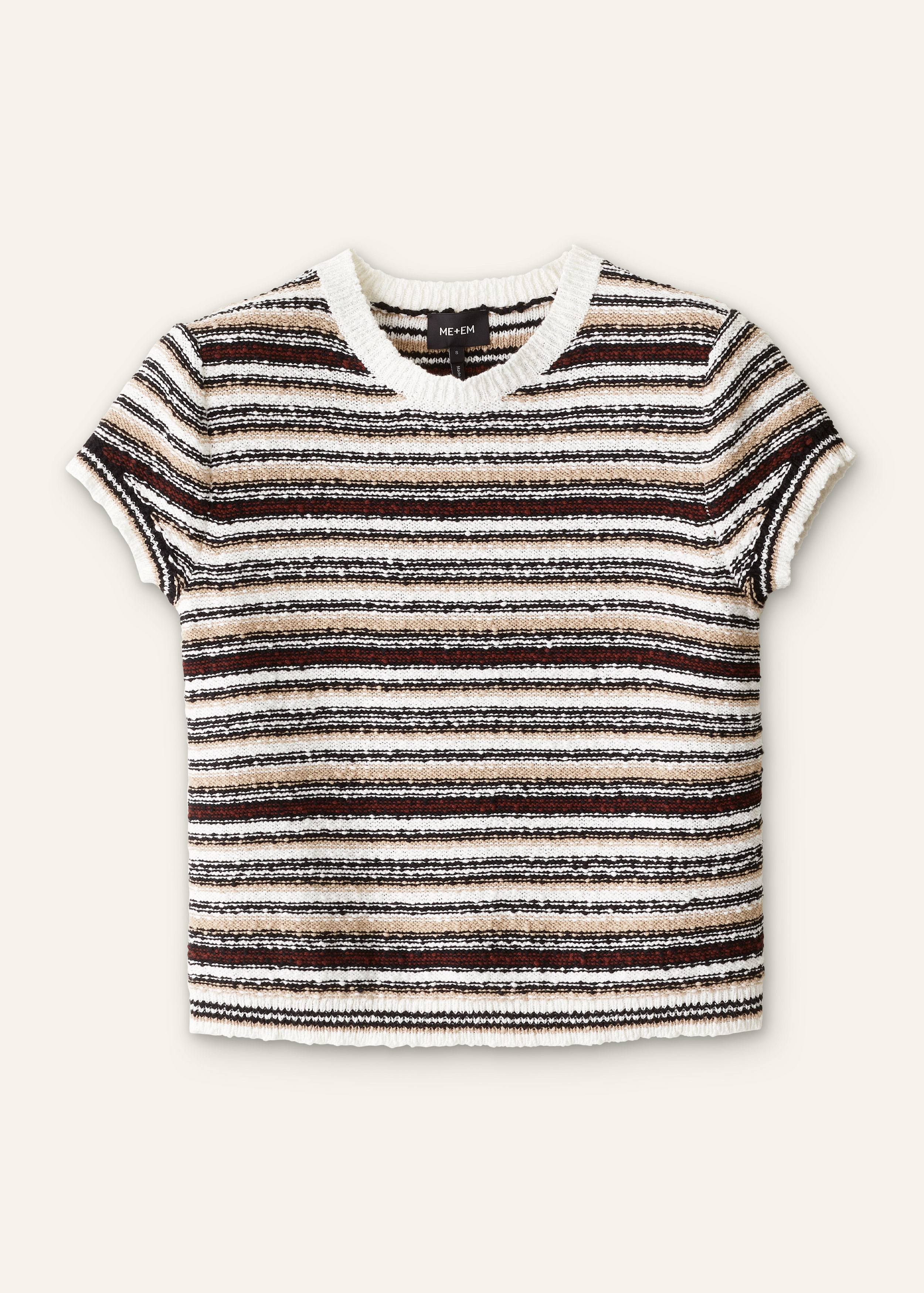 ME+EM Stripe Knit Baby Tee in Cream Multi