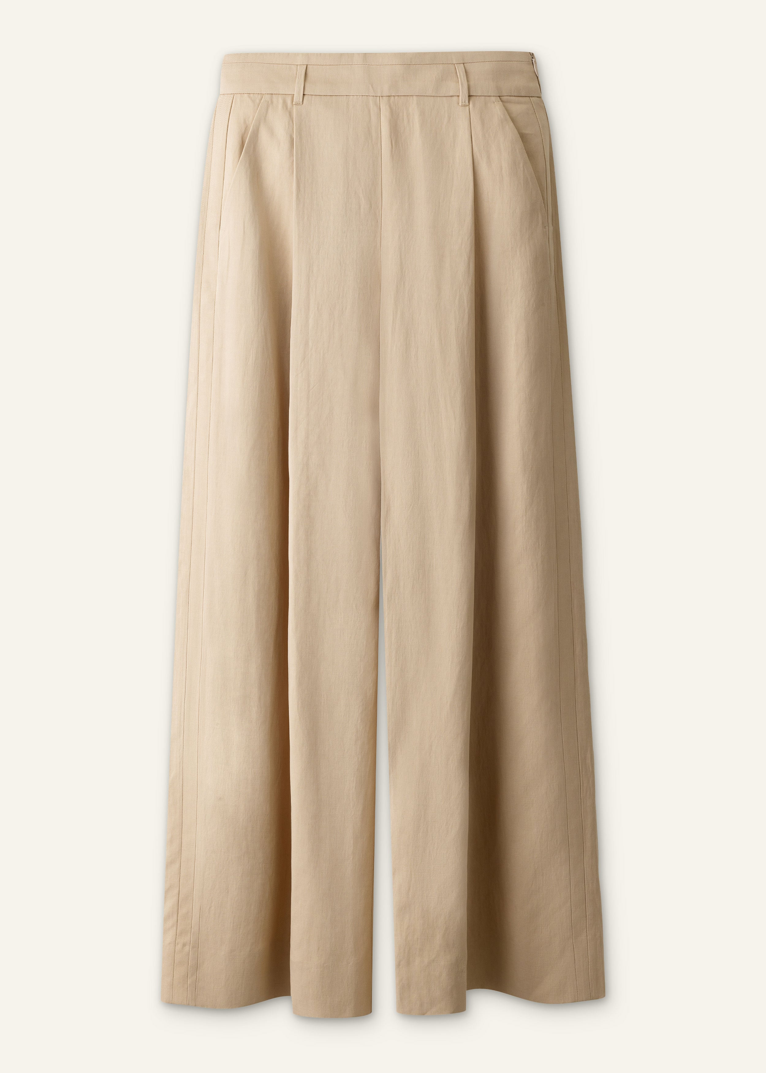 ME+EM Pleat Wide-Leg Trouser in Warm Stone