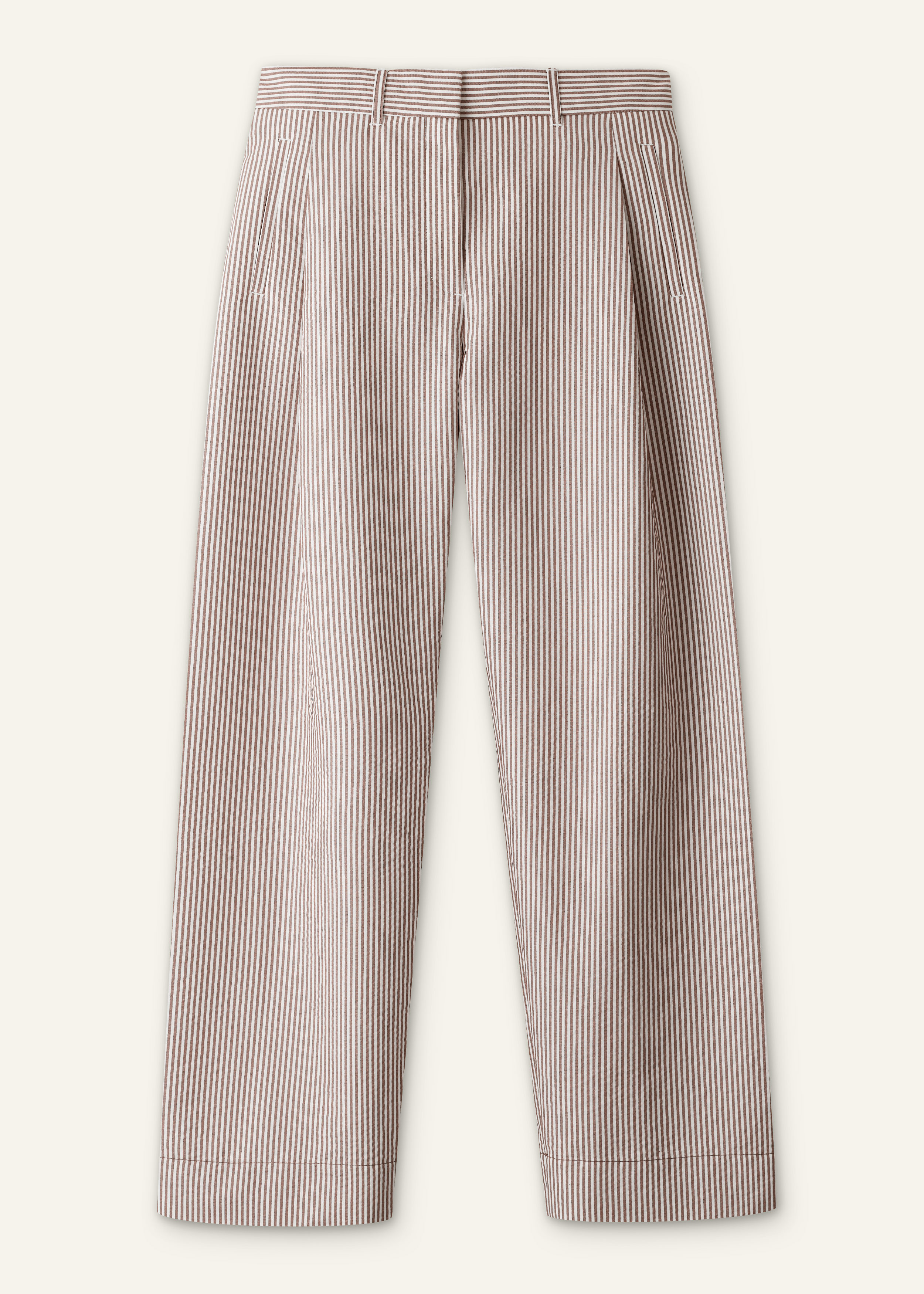 ME+EM Summer Clever Trouser in Cocoa Brown/Light Cream