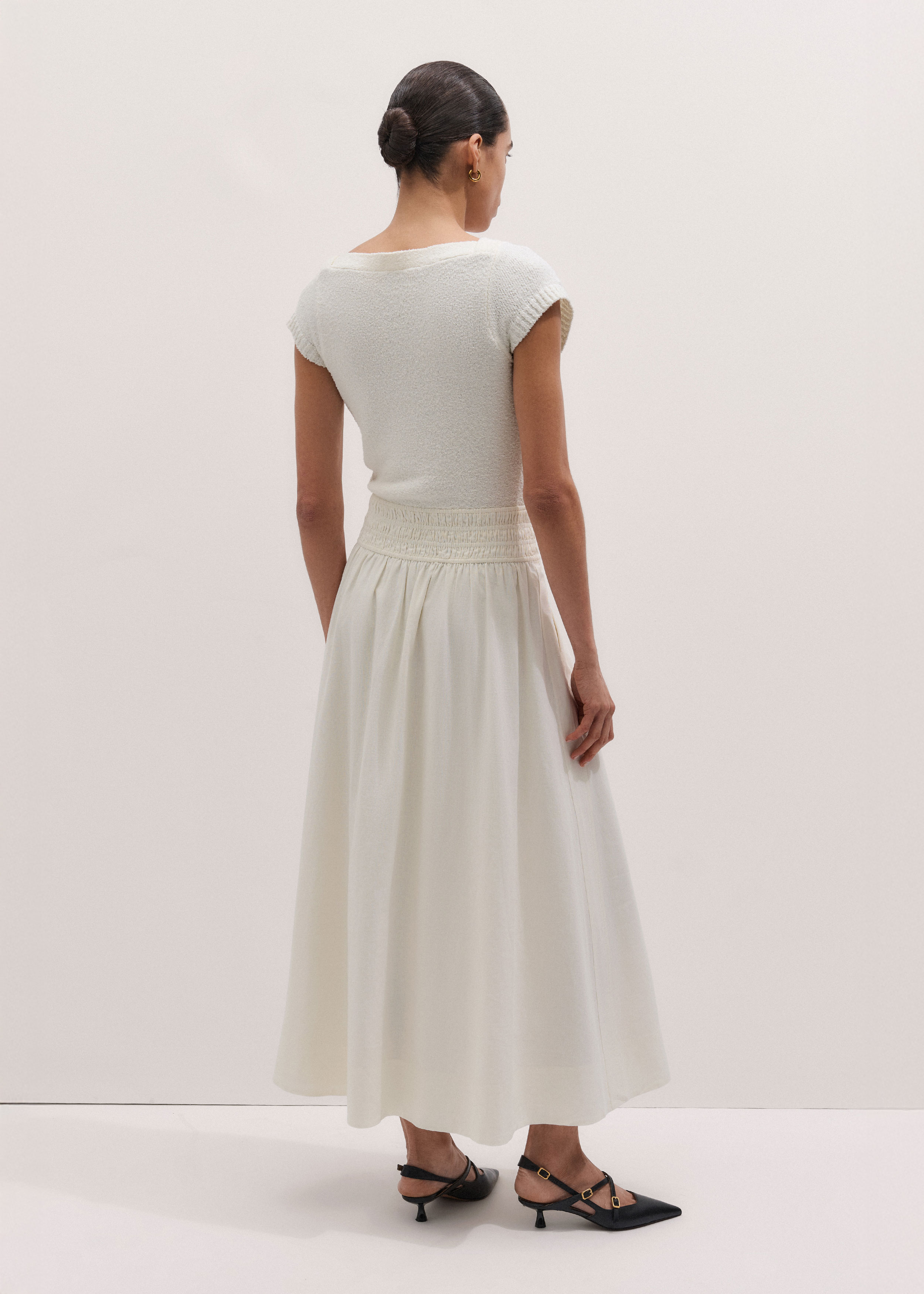 me and em cream dress Women's Cream Fit + Flare Maxi Dress