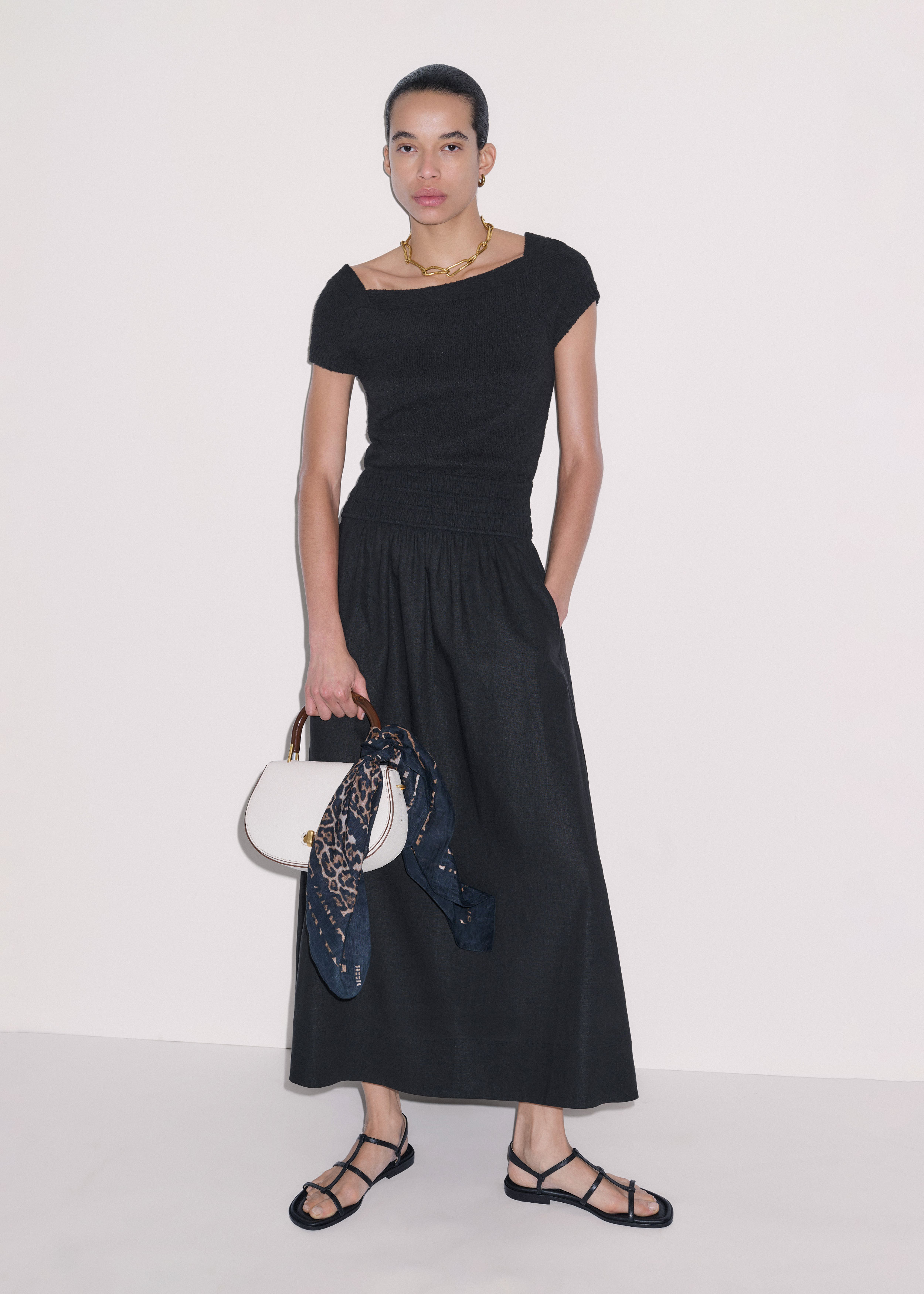 black mixed media dress Mixed Media Maxi Tank Dress in Black