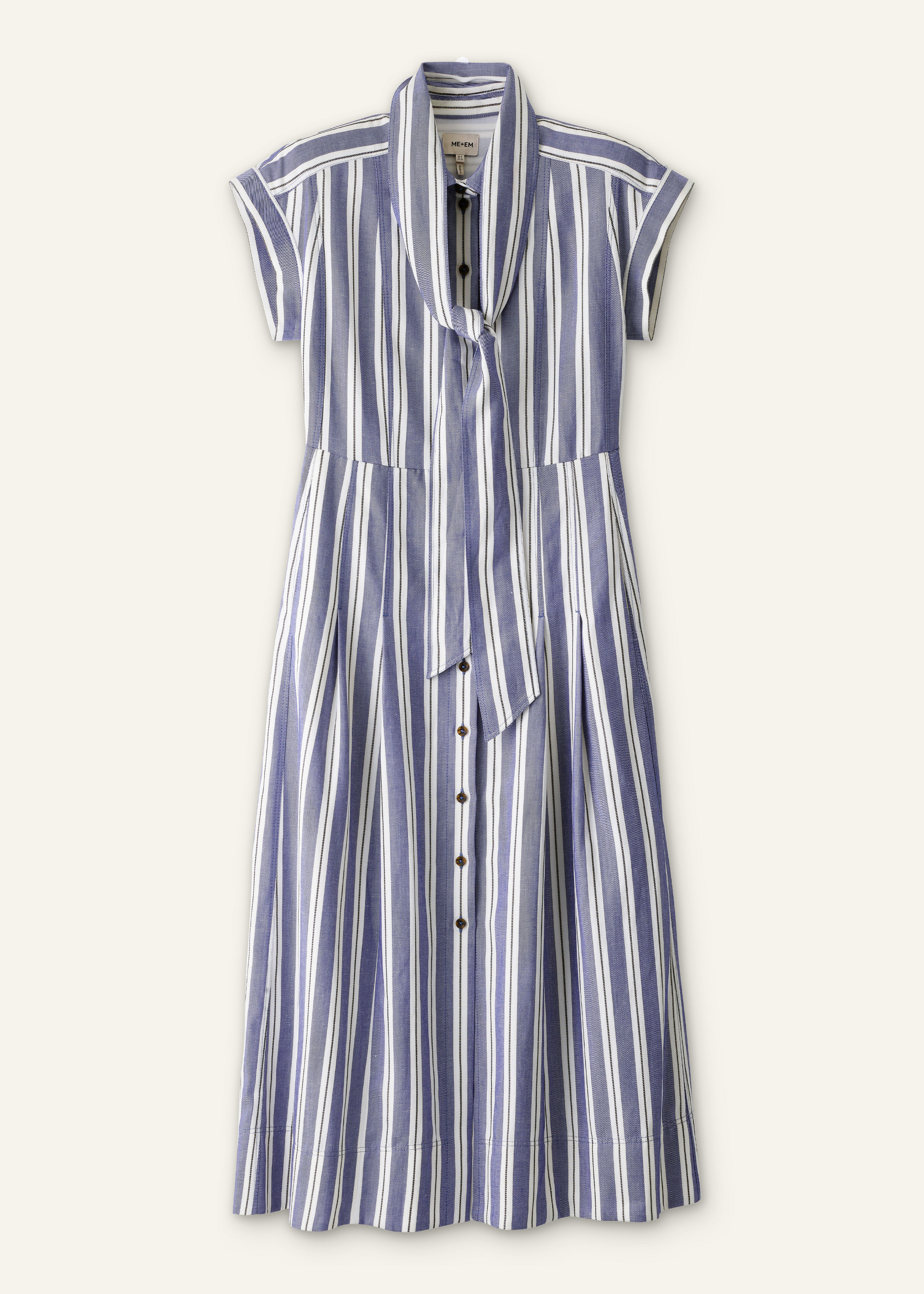 ME+EM Fit + Flare Midi Dress in Blue/Multi
