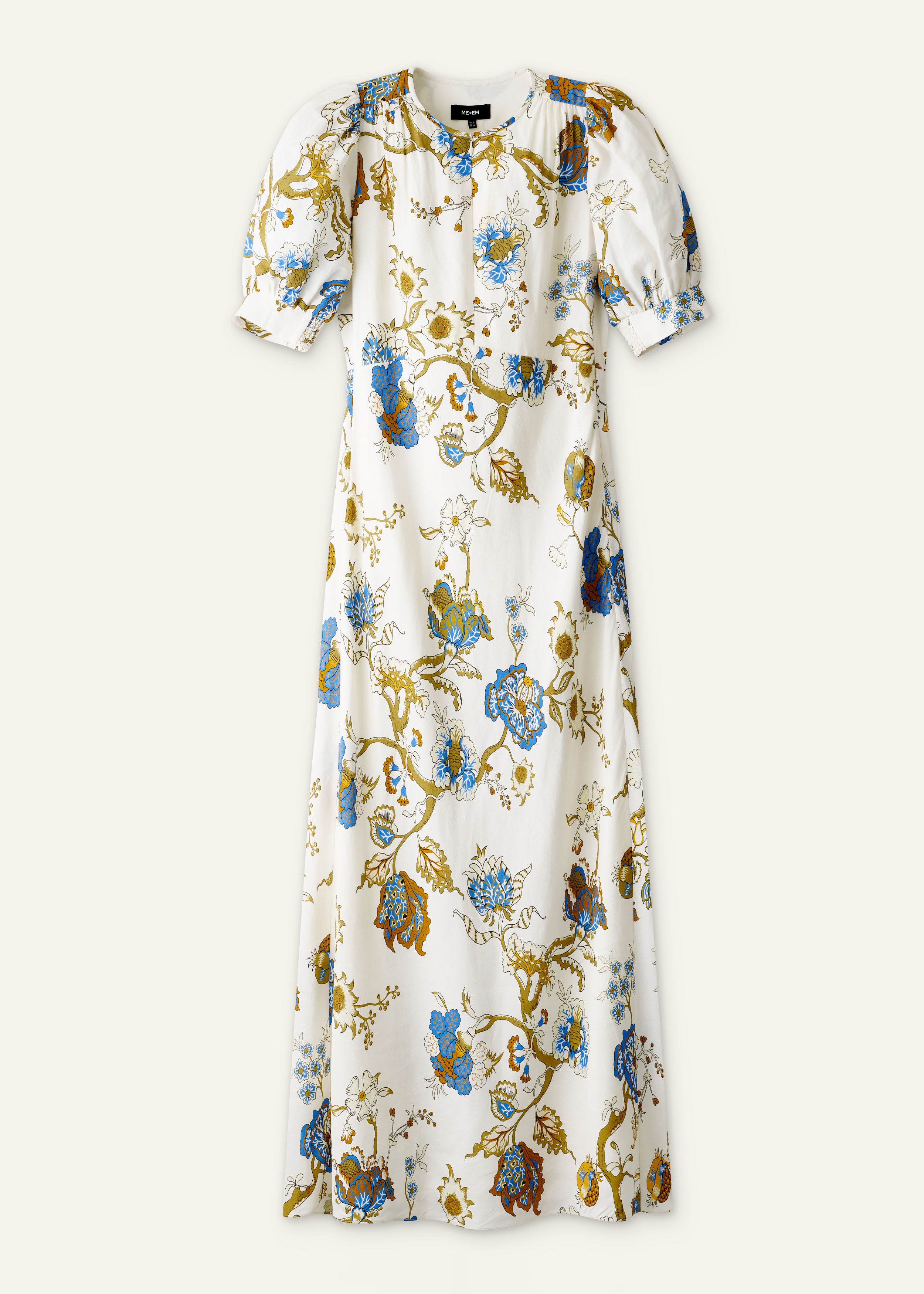ME+EM Bias Cut Maxi Dress in Light Cream/Multi