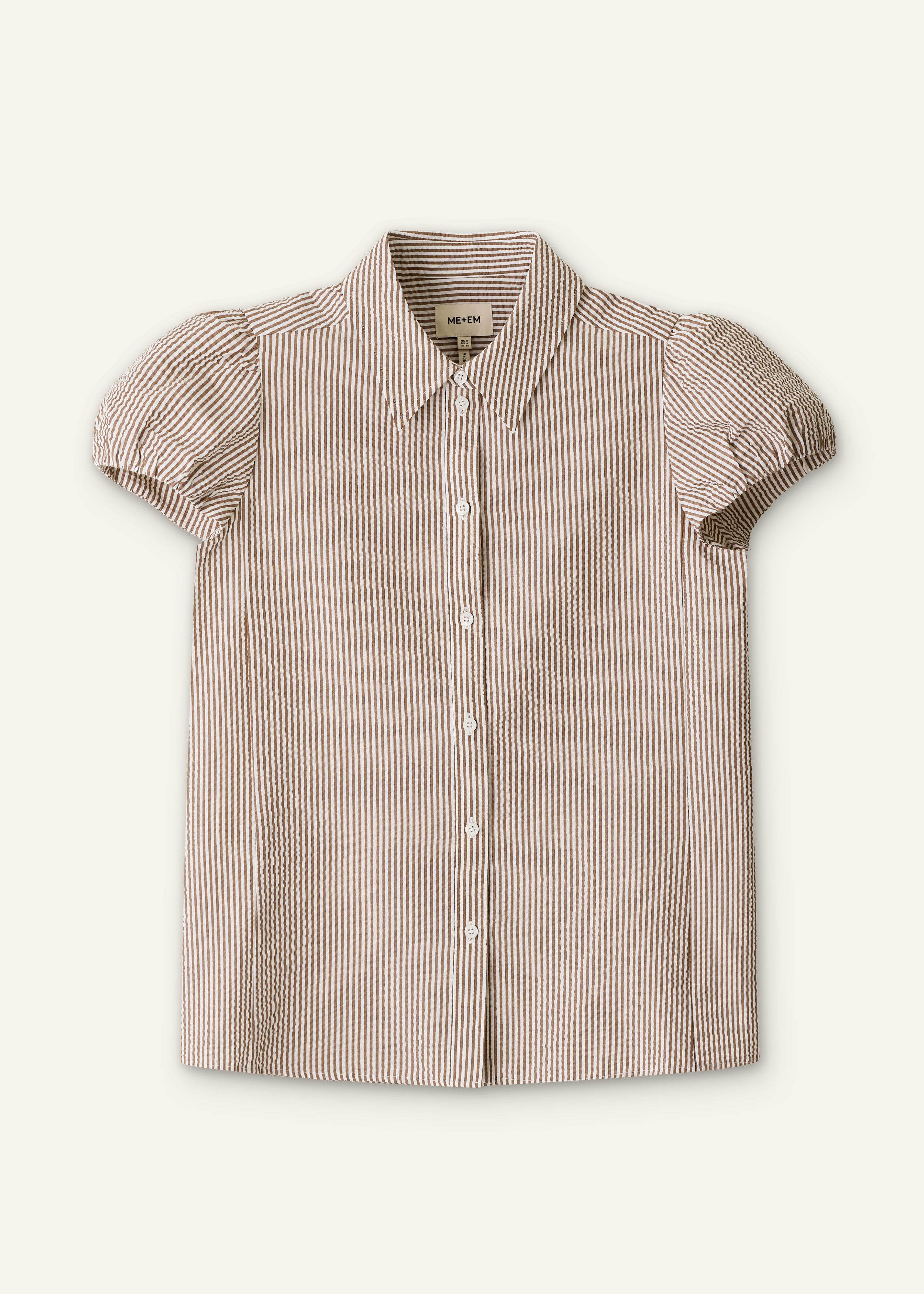 ME+EM Straight Summer Blouse in Brown/White