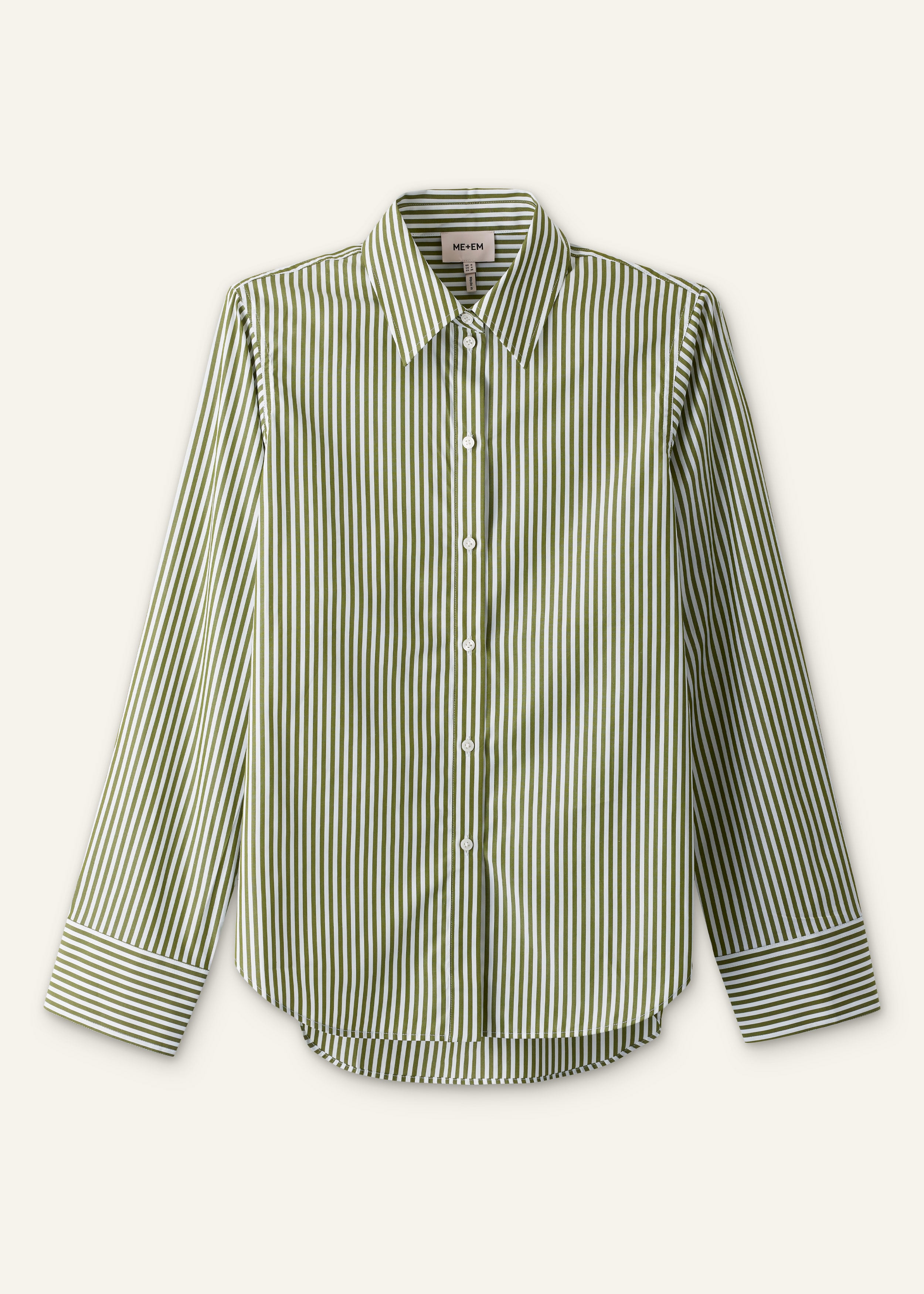 ME+EM Relaxed Forever Shirt in Olive/Soft White