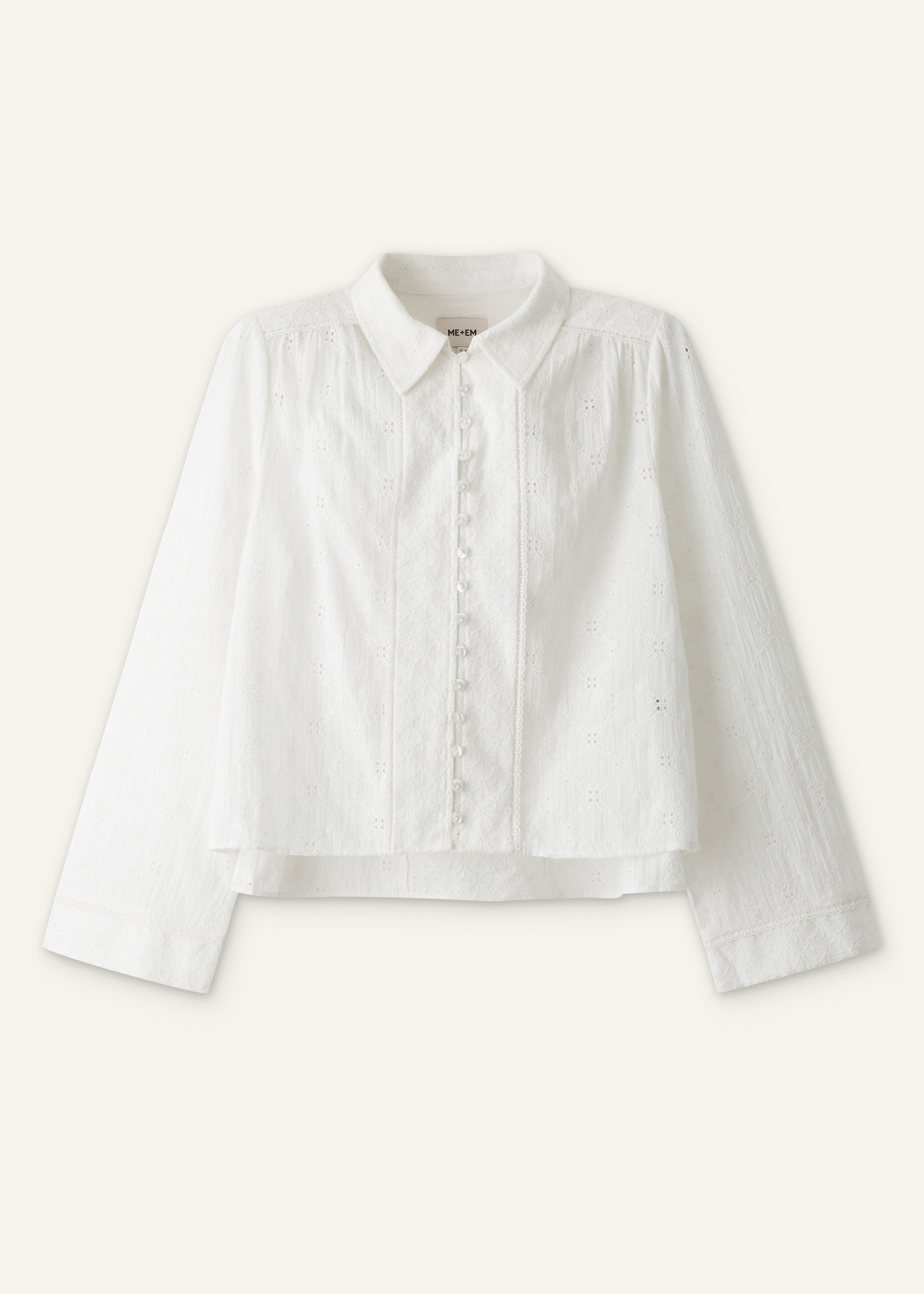 ME+EM Broderie Crop Blouse in Soft White