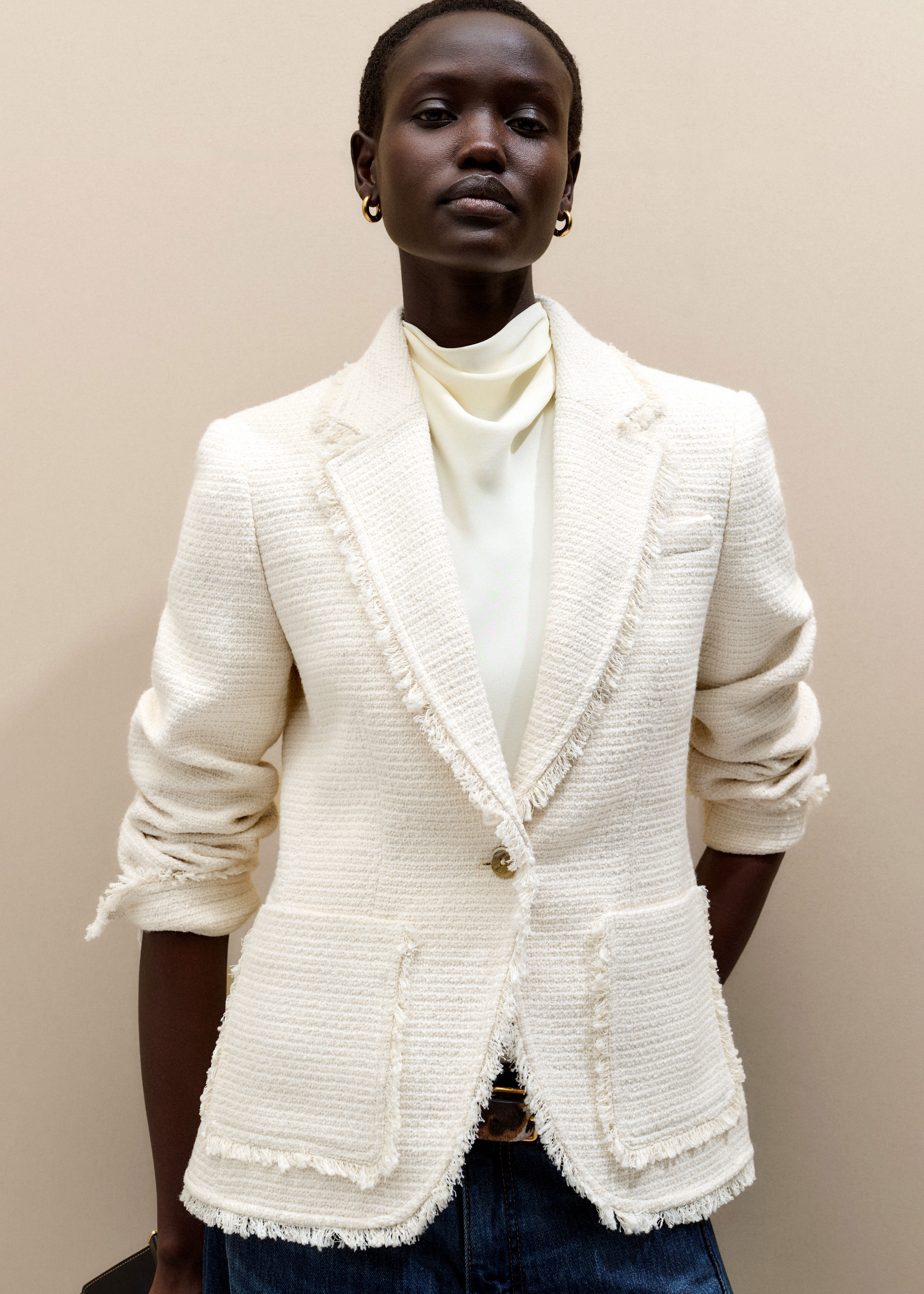 ジャケット・アウター Muori Tie Wrap Tailored Jacket /ivory ジャケット・アウター Muori Tie Wrap Tailored Jacket /ivory Cream