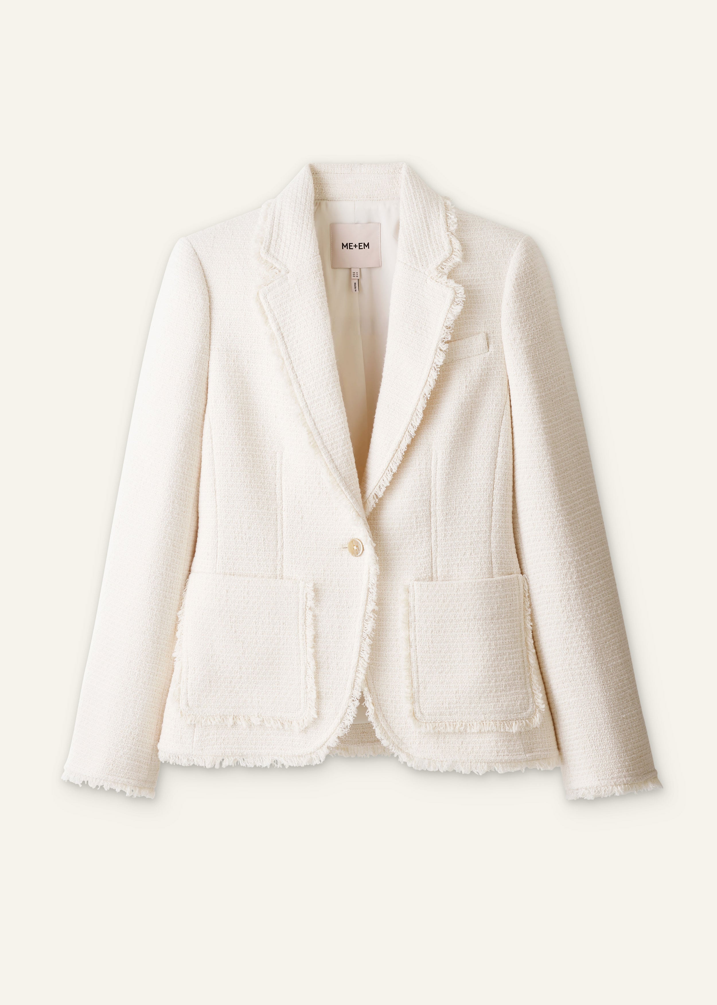 ME+EM Fray Soft Sculpt Blazer in Ivory