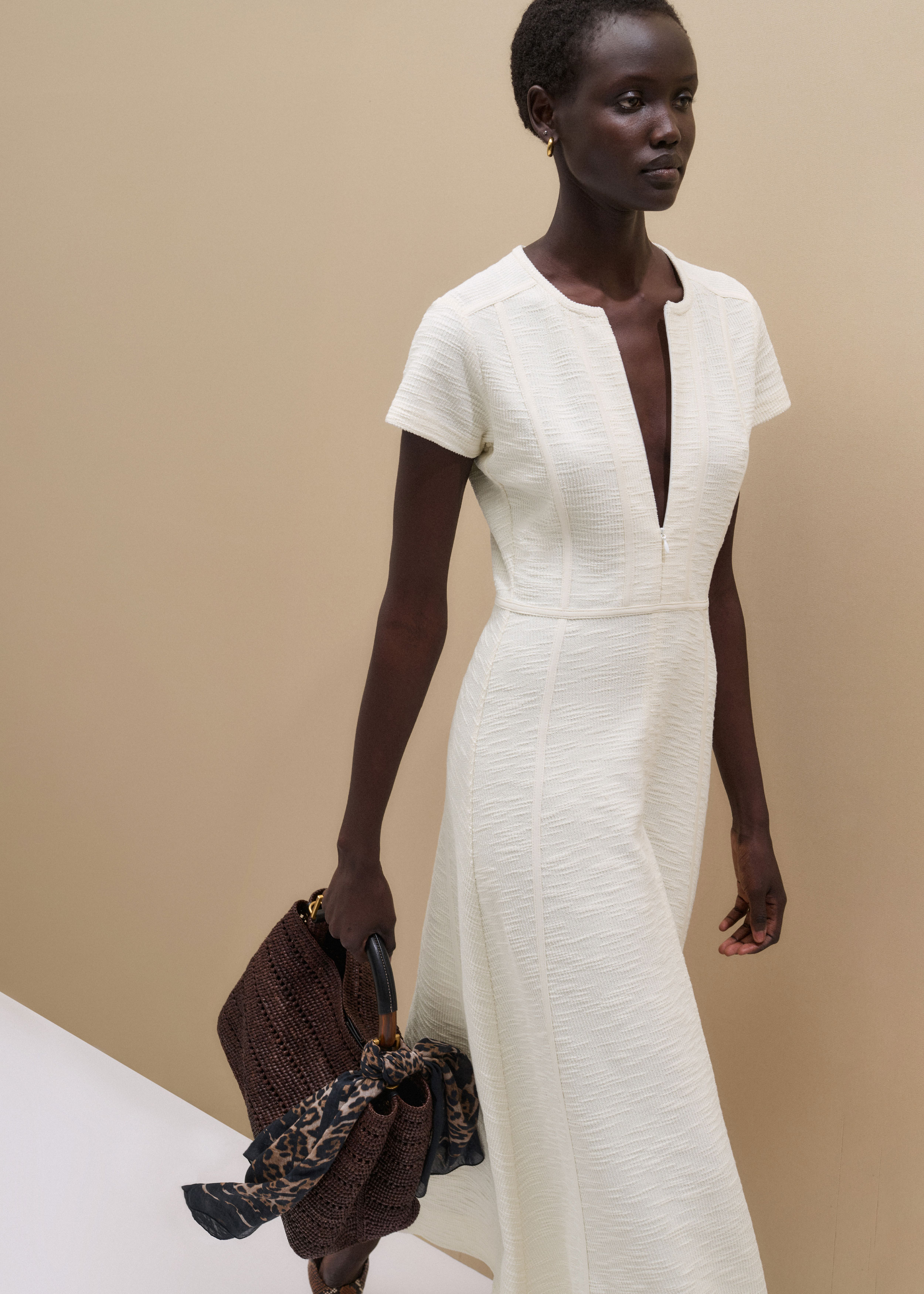 me and em cream dress Women's Cream Fit + Flare Maxi Dress